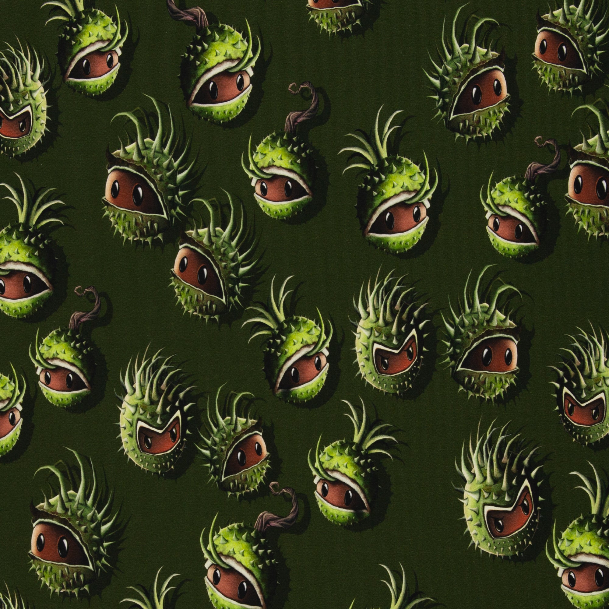 French Terry "Chestnut Friends" khaki Stoff Anke's Nähbox