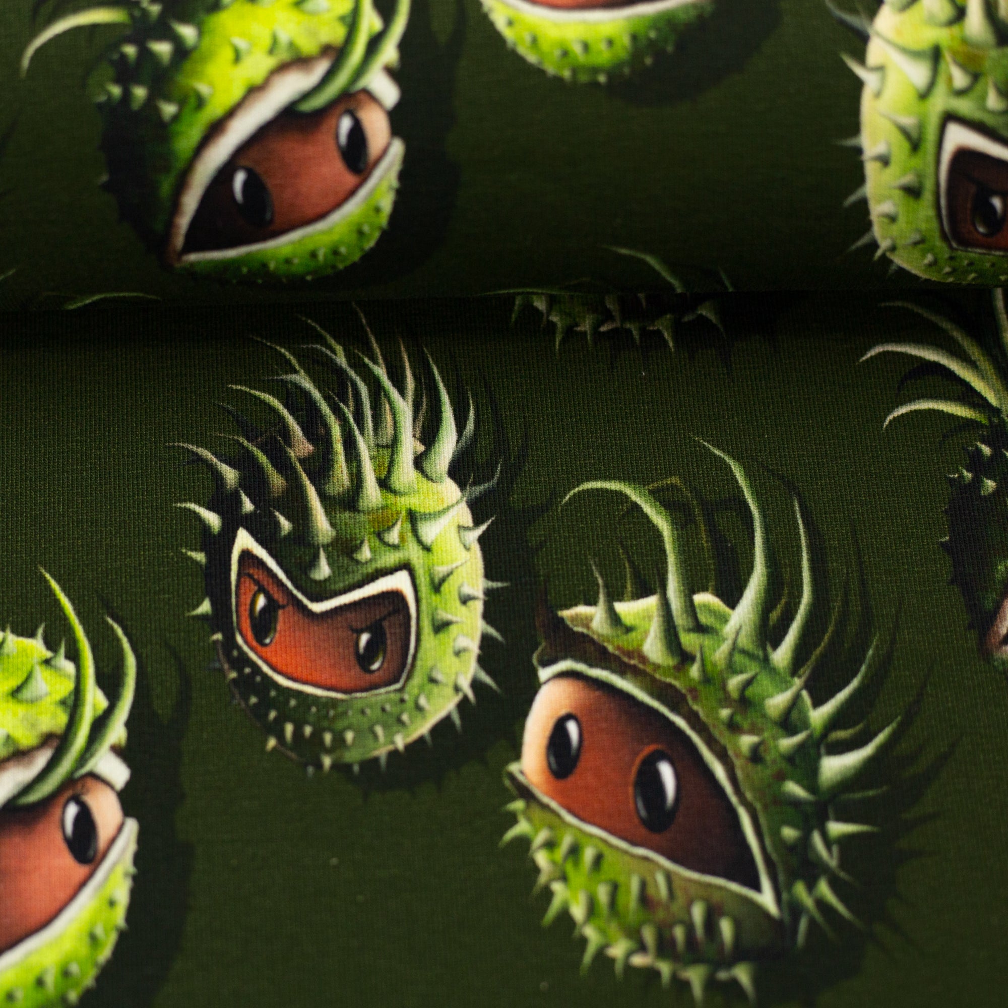 French Terry "Chestnut Friends" khaki Stoff Anke's Nähbox