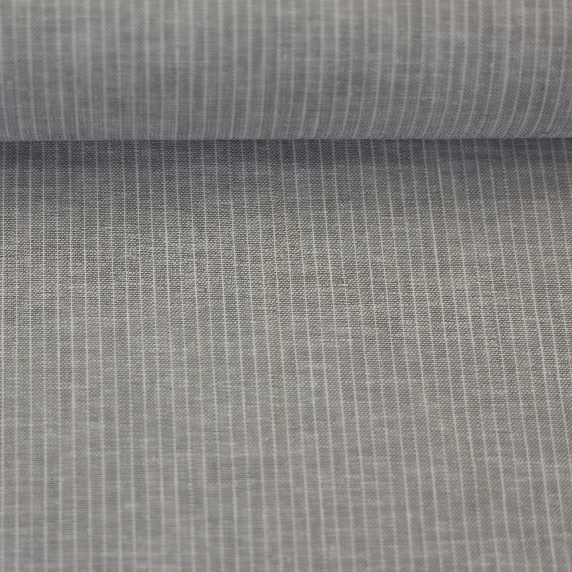 Baumwoll-Leinen "Paul" meliert, Streifen grau
