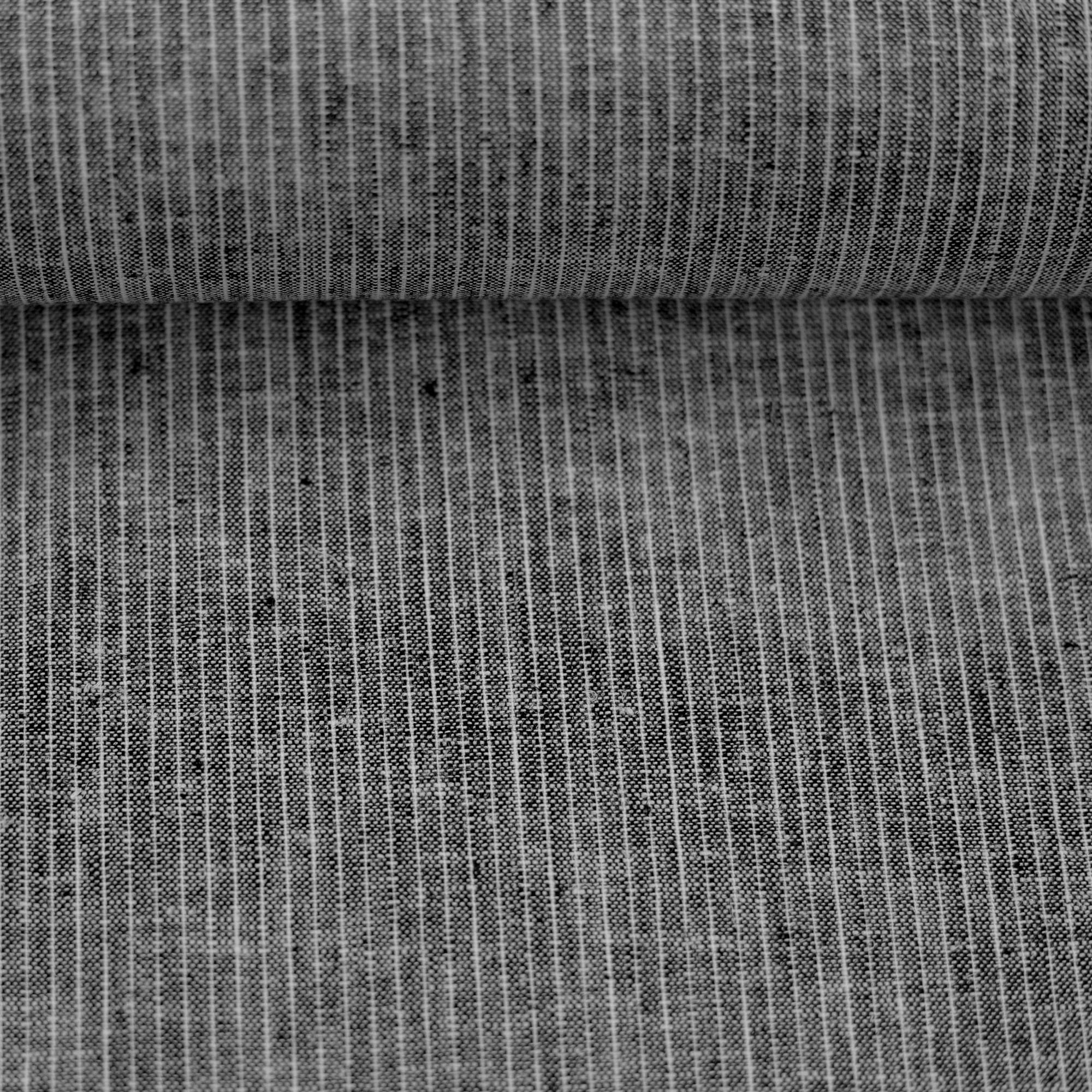 Baumwoll-Leinen "Paul" meliert, Streifen schwarz