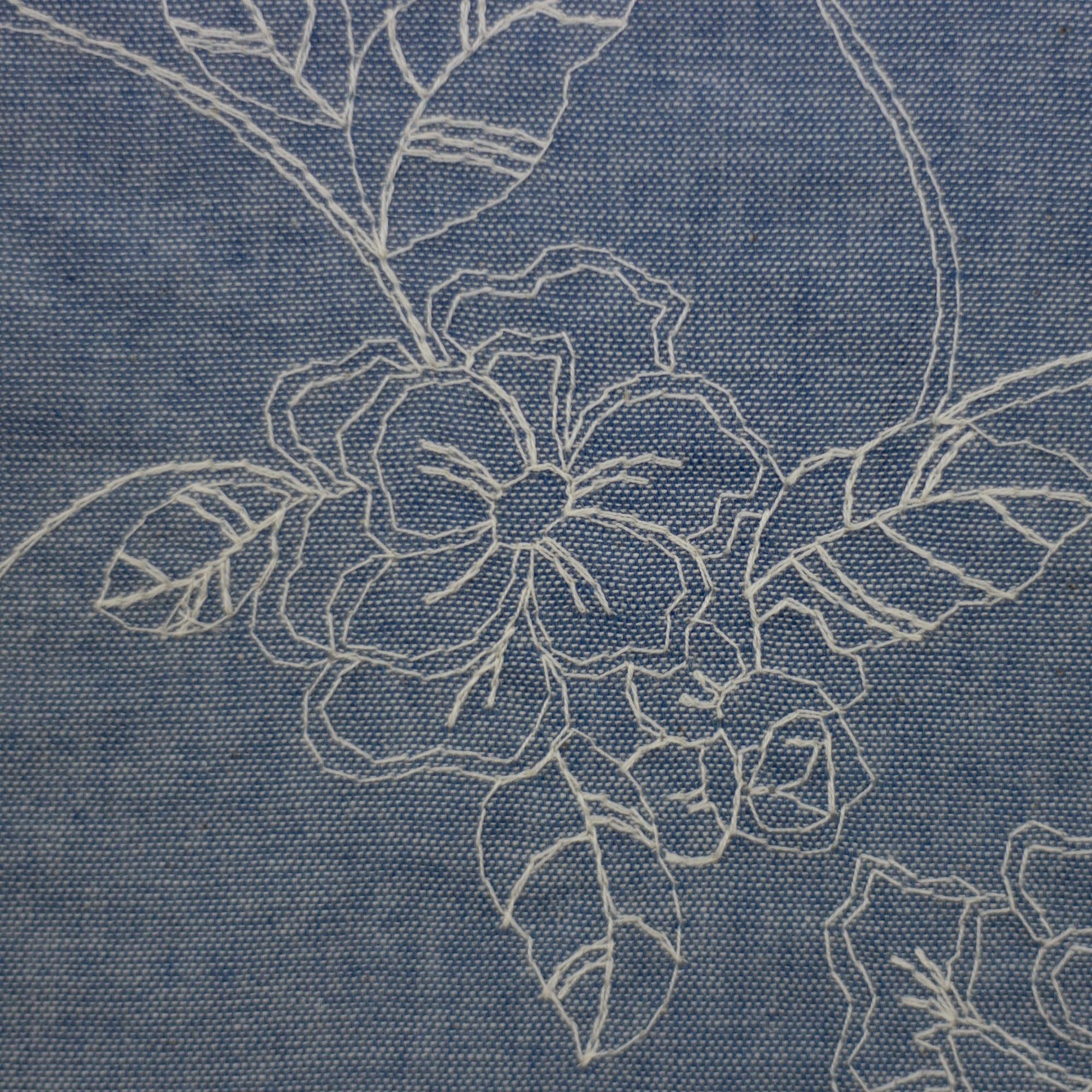 Jeans-Look "Ahaus" Blumen rauchblau Stoff Anke's Nähbox