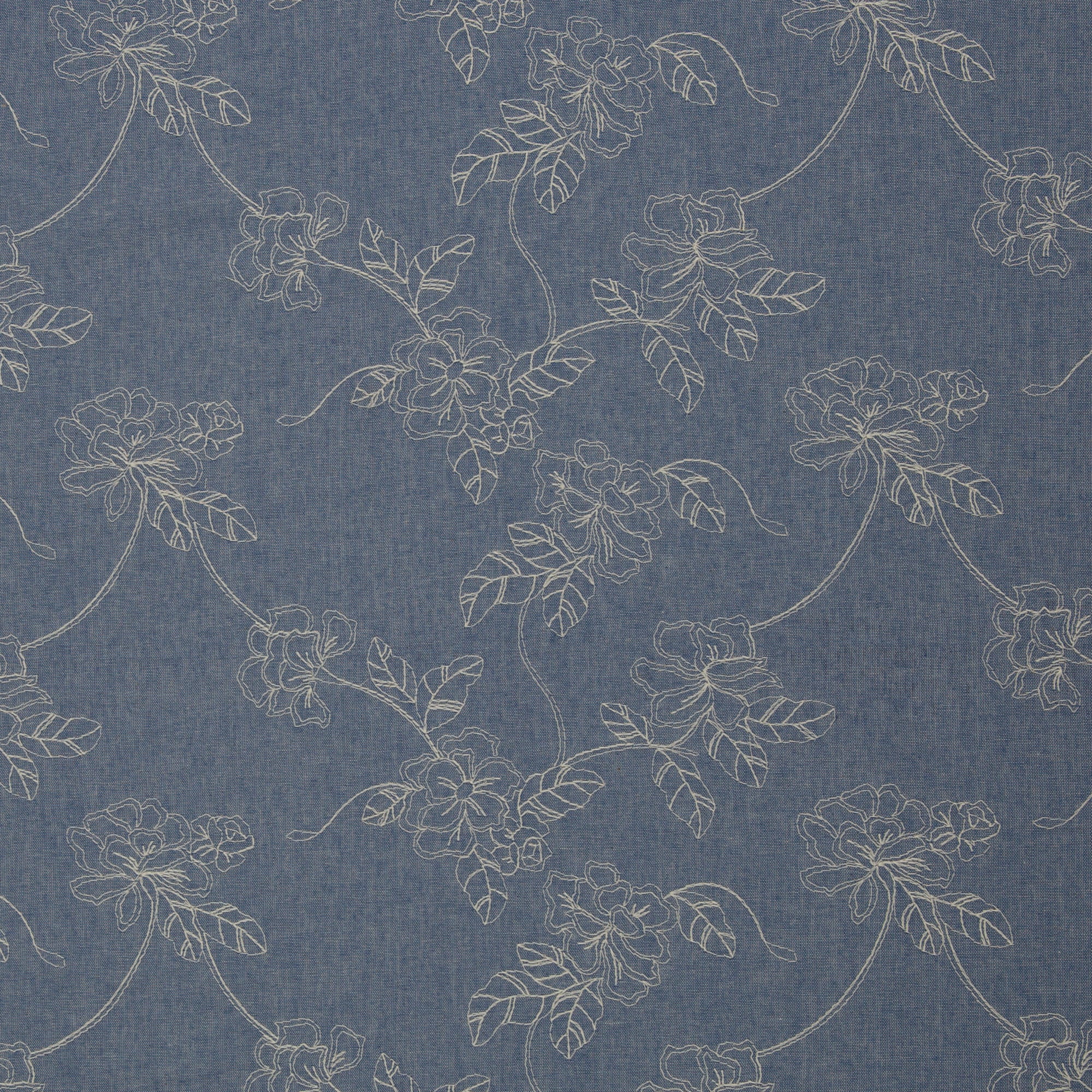 Jeans-Look "Ahaus" Blumen rauchblau Stoff Anke's Nähbox