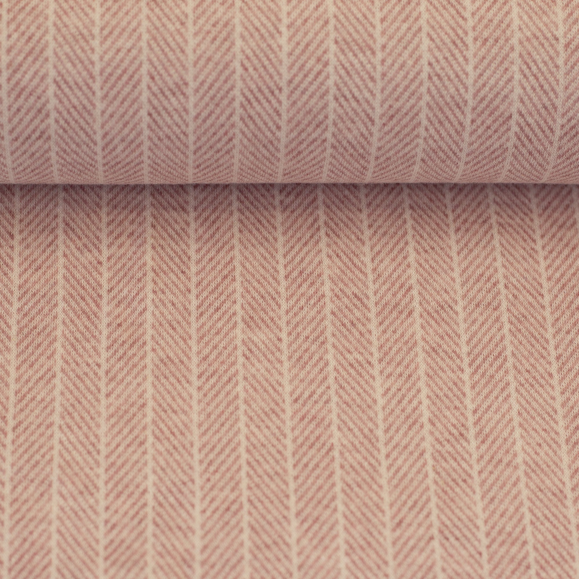 Jacquard-Jersey "Madita" Streifen meliert ecru/altrosa