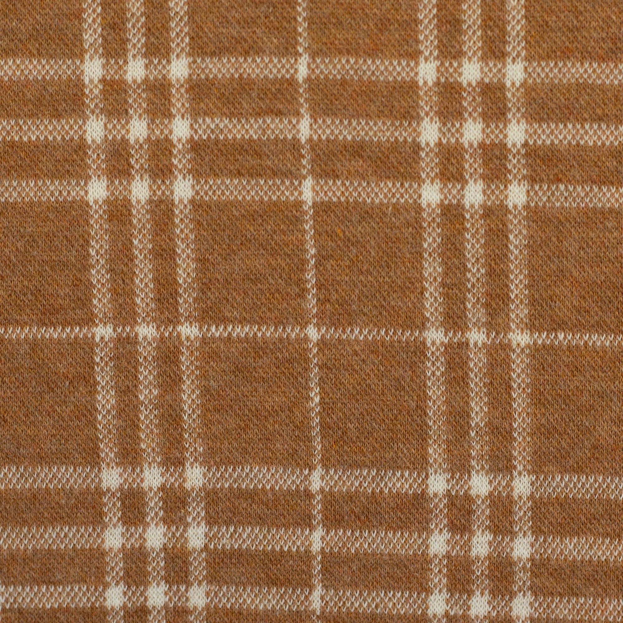 Jacquard-Jersey "Madita" Karo meliert ecru/hellbraun