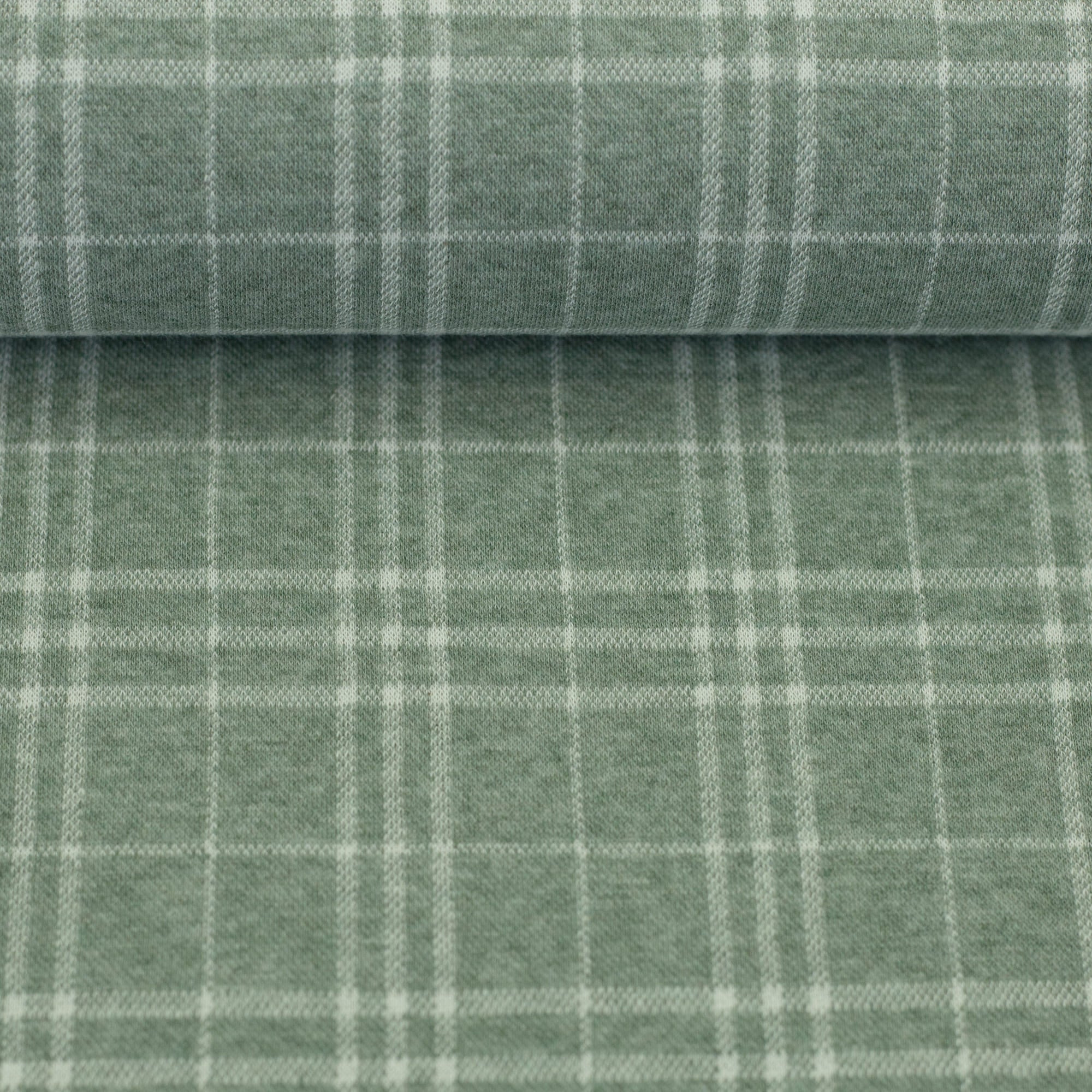 Jacquard-Jersey "Madita" Karo meliert ecru/salbei