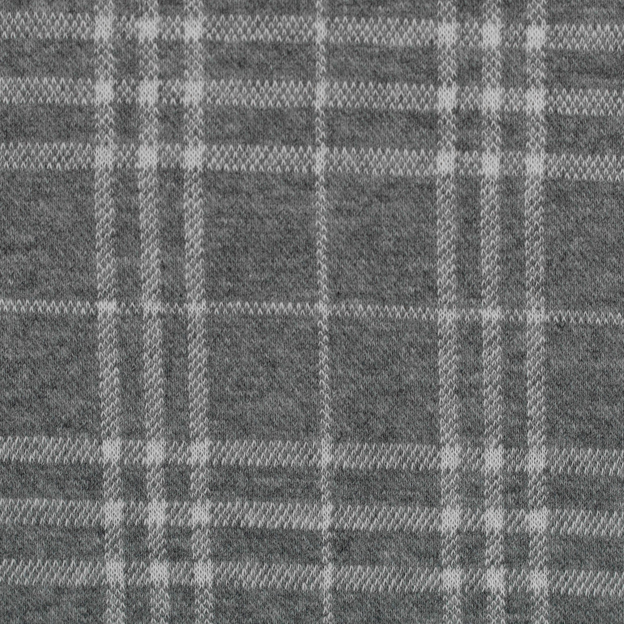 Jacquard-Jersey "Madita" Karo meliert ecru/grau