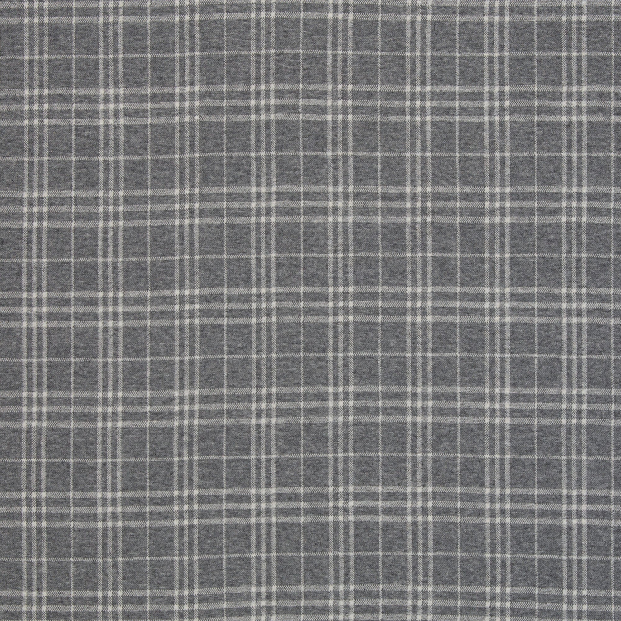 Jacquard-Jersey "Madita" Karo meliert ecru/grau