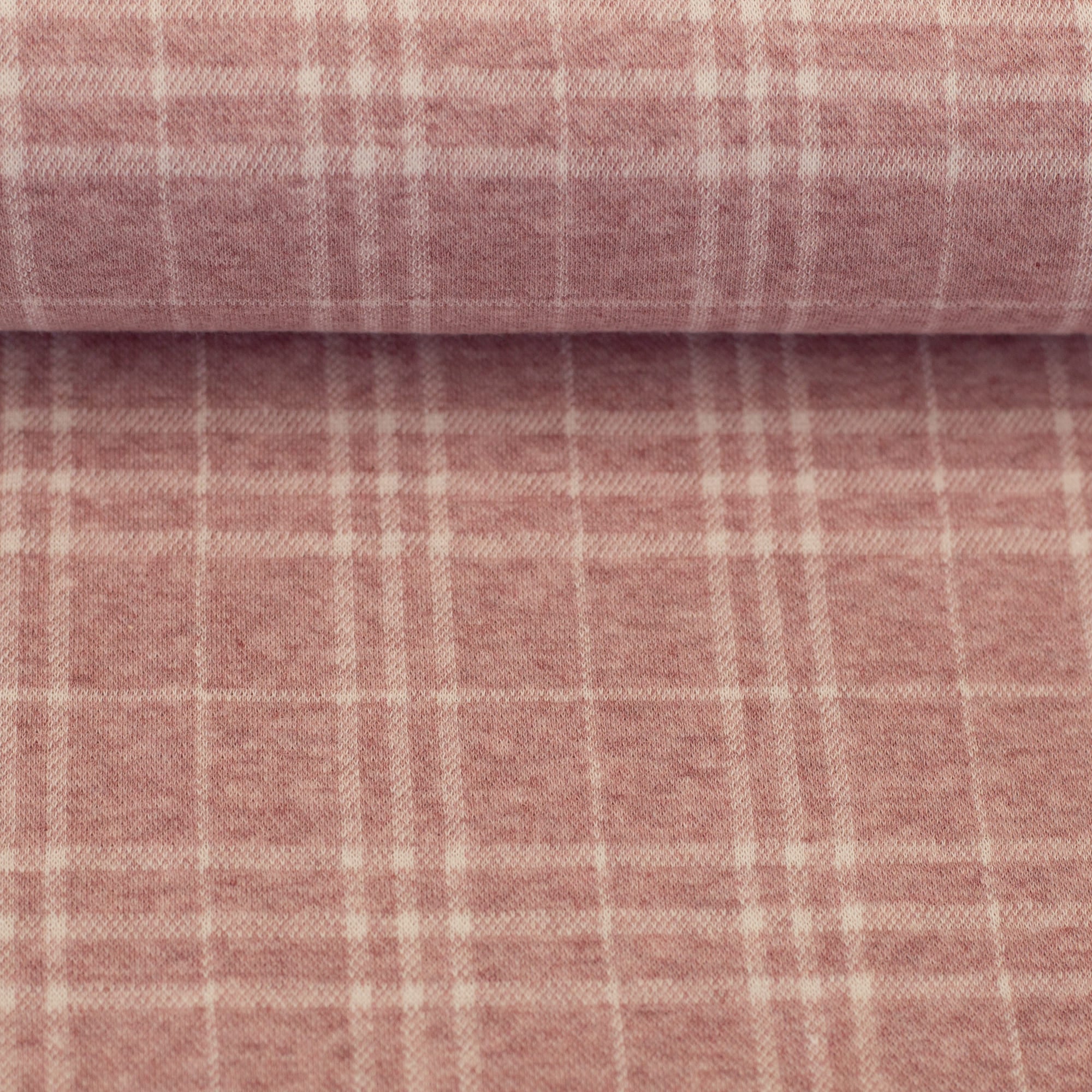 Jacquard-Jersey "Madita" Karo meliert ecru/altrosa