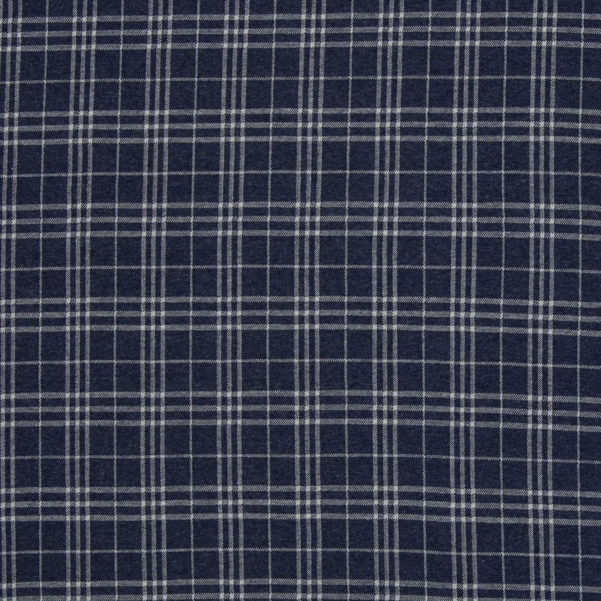 Jacquard-Jersey "Madita" Karo meliert ecru/dunkelblau