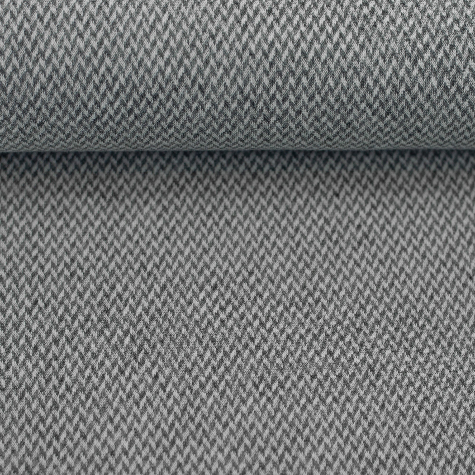 Jacquard-Jersey "Madita" Chevron meliert ecru/grau