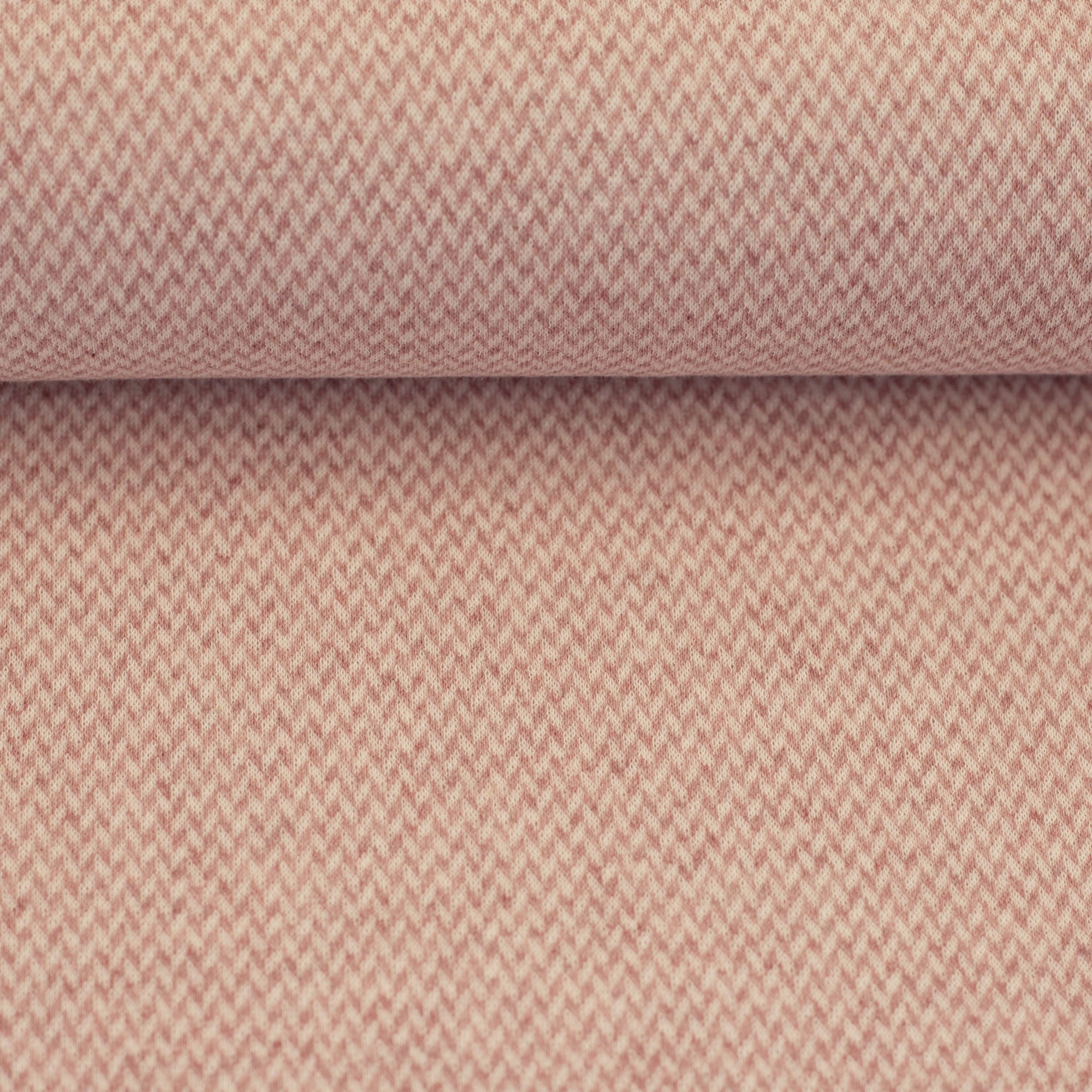Jacquard-Jersey "Madita" Chevron meliert ecru/altrosa