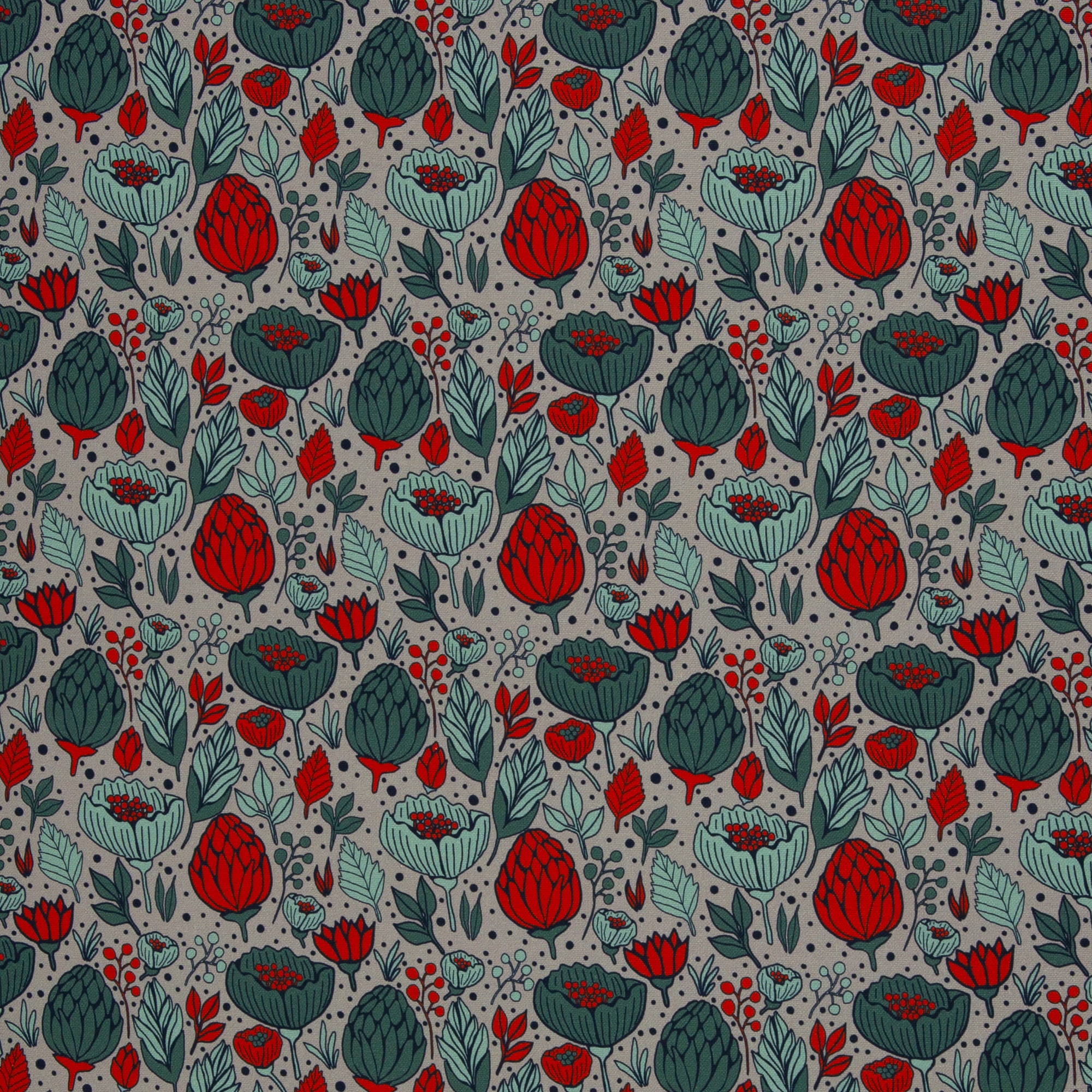 Canva "Garden Stories" Kardonen, Blätter grau Stoff Anke's Nähbox