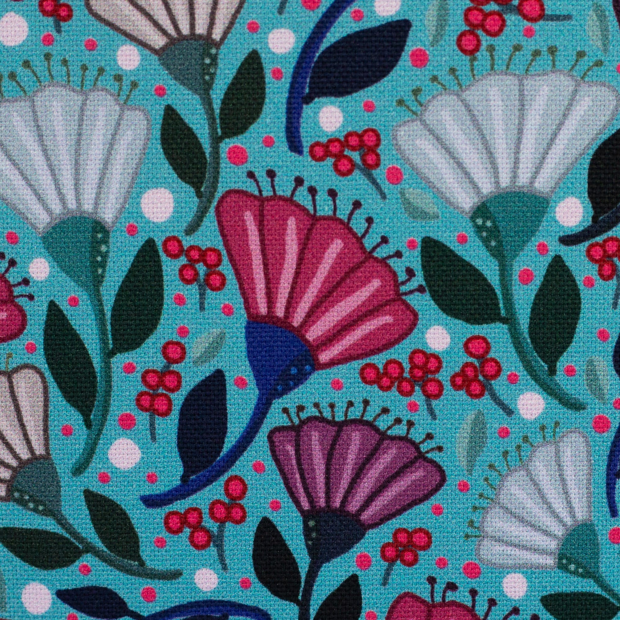 Canva "Garden Stories" Blüten, Beeren mint Stoff Anke's Nähbox