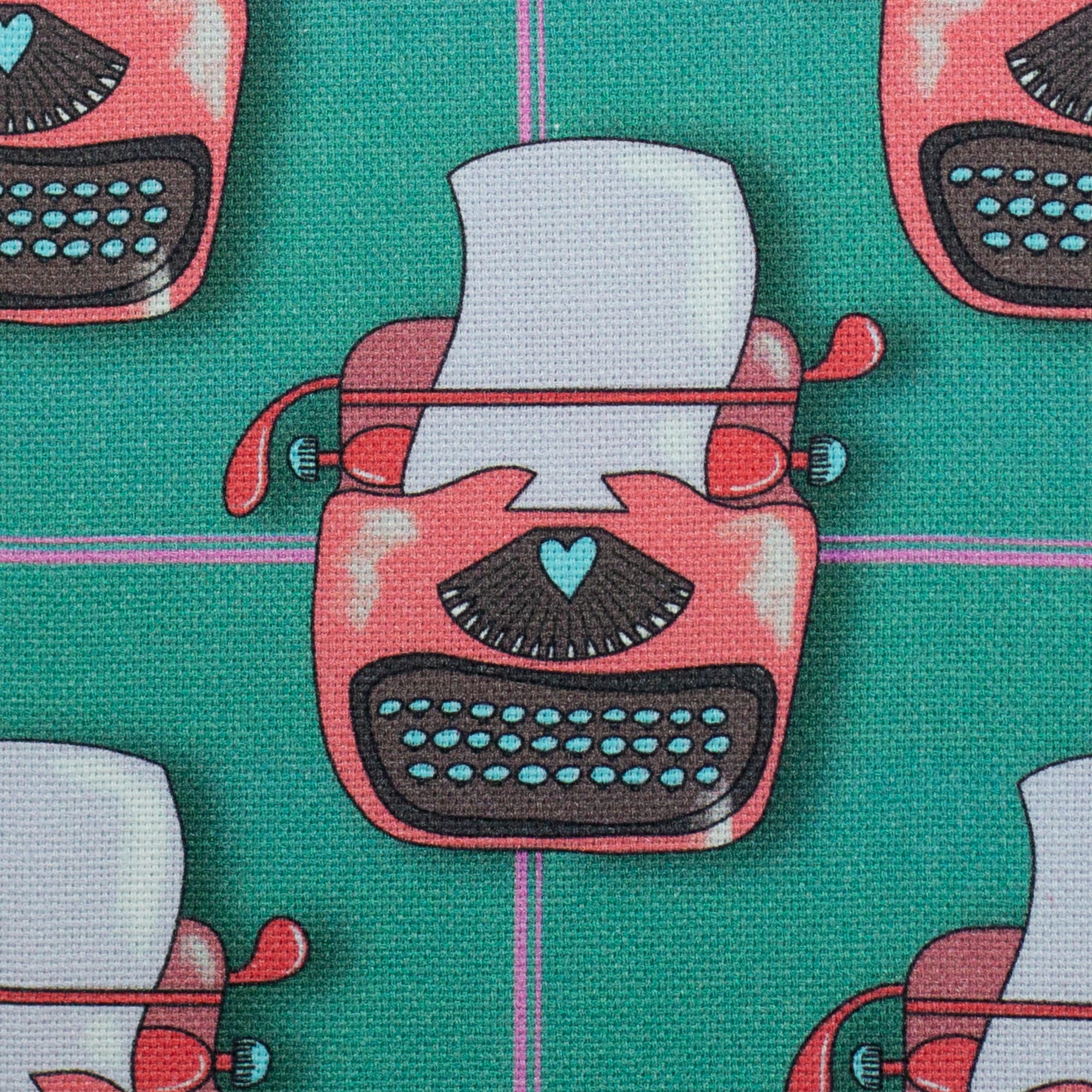 "The Happy Canvas Story" Schreibmaschine smaragd Stoff Anke's Nähbox