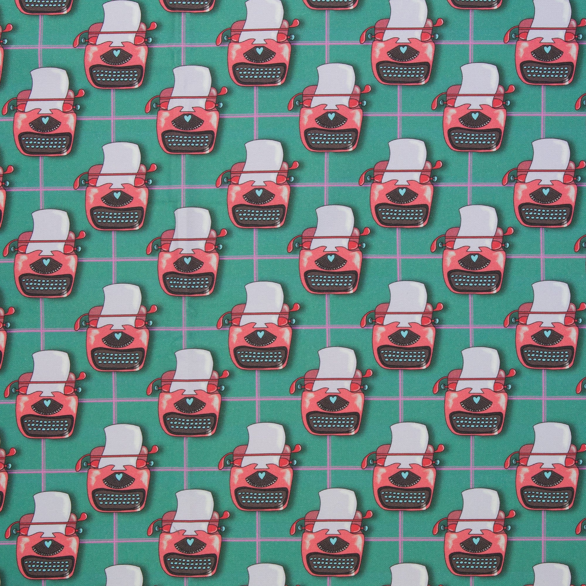 "The Happy Canvas Story" Schreibmaschine smaragd Stoff Anke's Nähbox