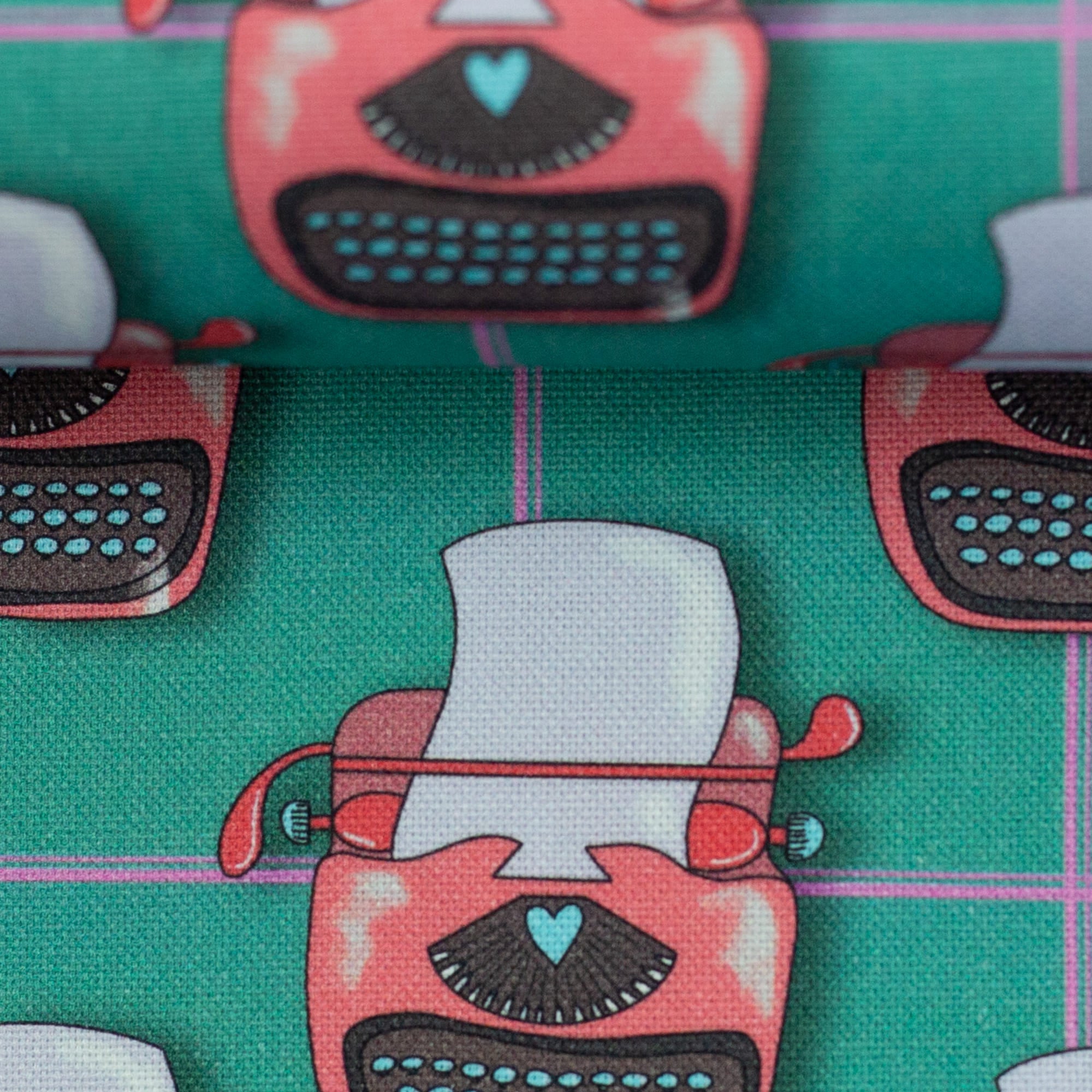 "The Happy Canvas Story" Schreibmaschine smaragd Stoff Anke's Nähbox