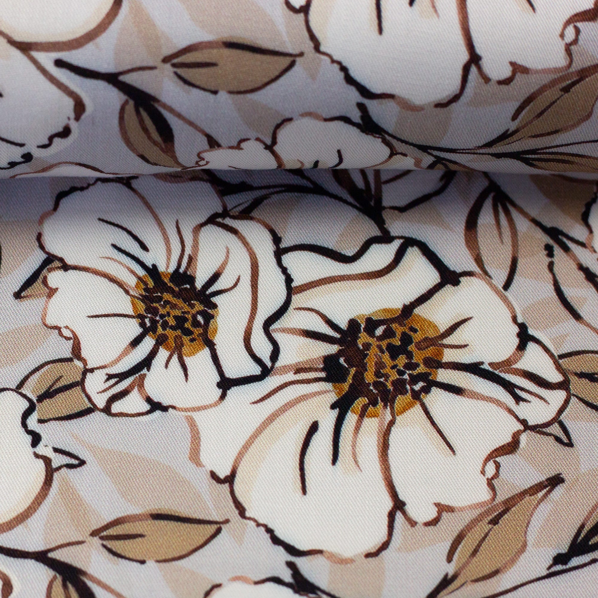 Viskose-Webware "Big white Roses"