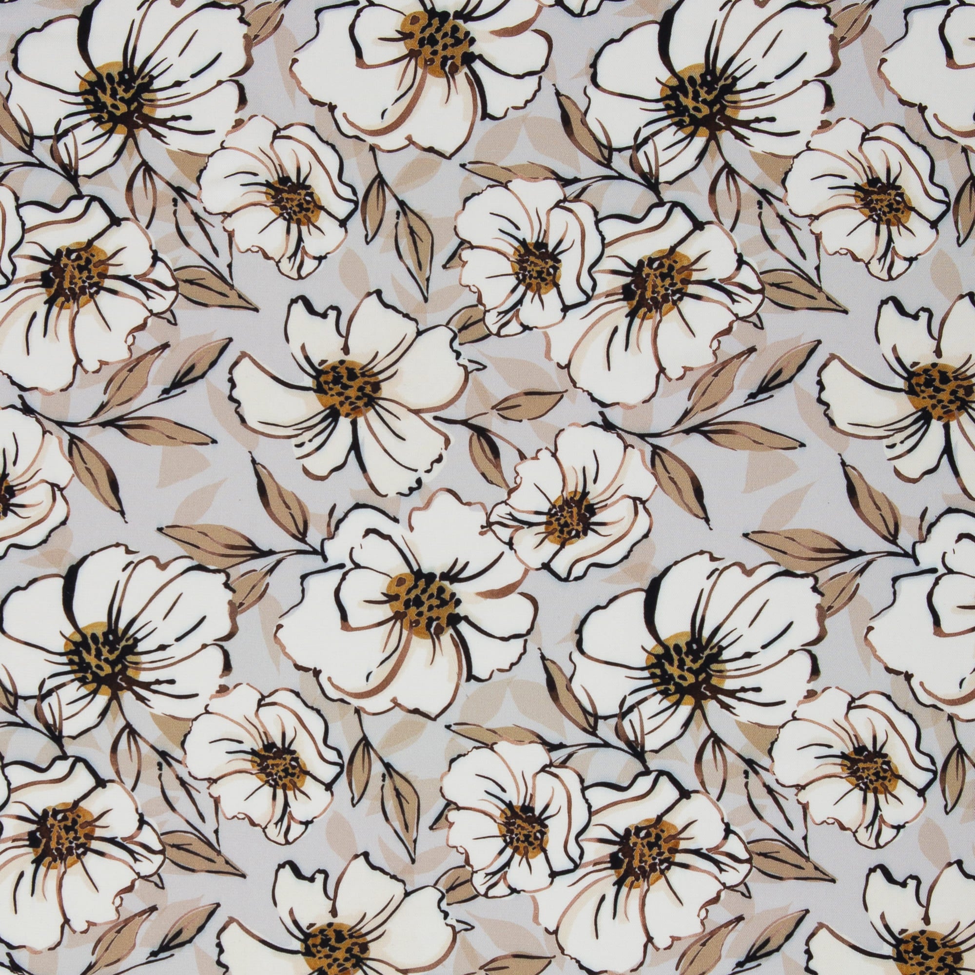 Viskose-Webware "Big white Roses"