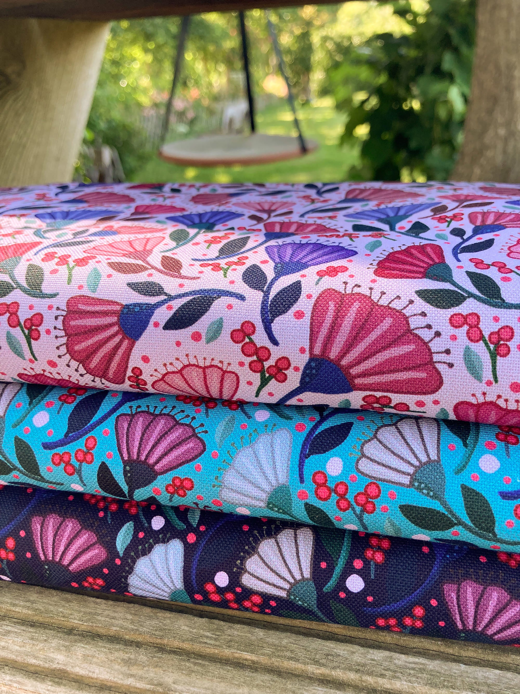 Canva "Garden Stories" Blüten, Beeren mint Stoff Anke's Nähbox