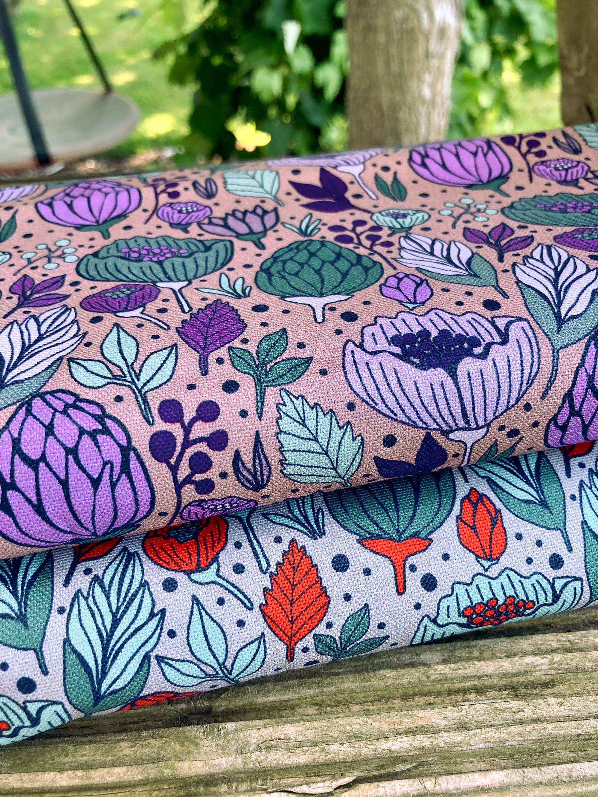 Canva "Garden Stories" Kardonen, Blätter grau Stoff Anke's Nähbox