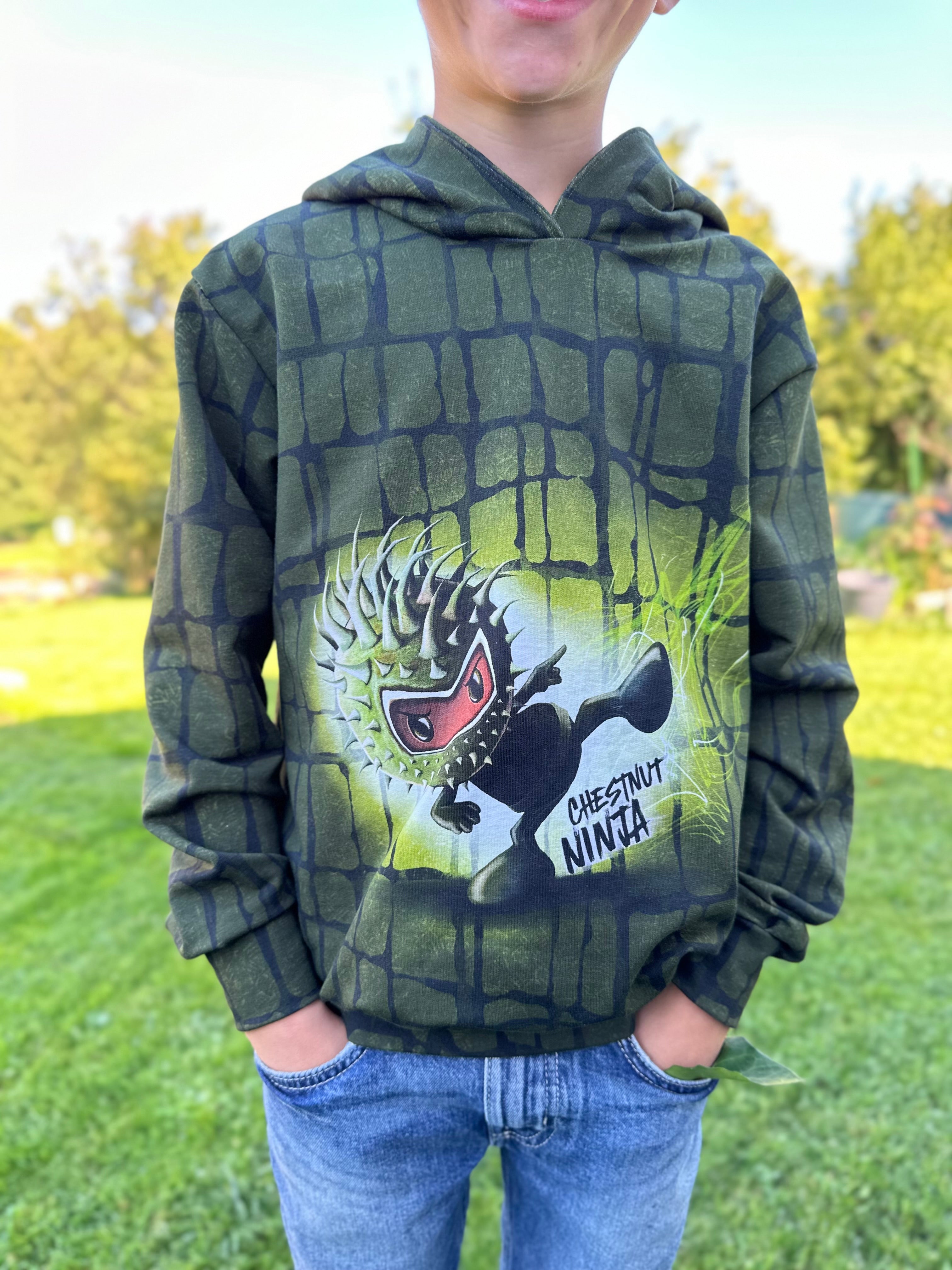 French Terry "Chestnut Friends" khaki Stoff Anke's Nähbox