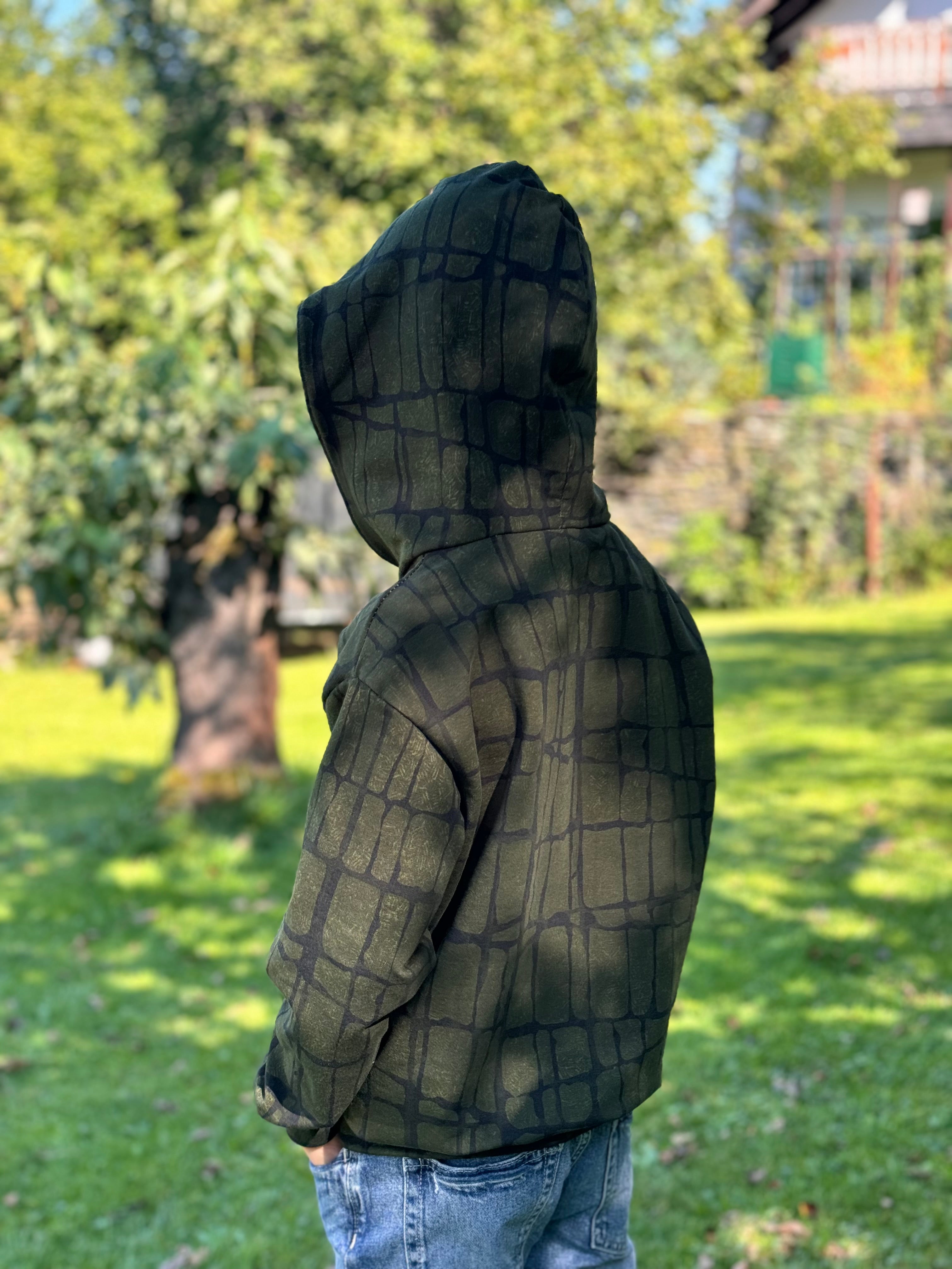 French Terry "Chestnut Friends" khaki Stoff Anke's Nähbox