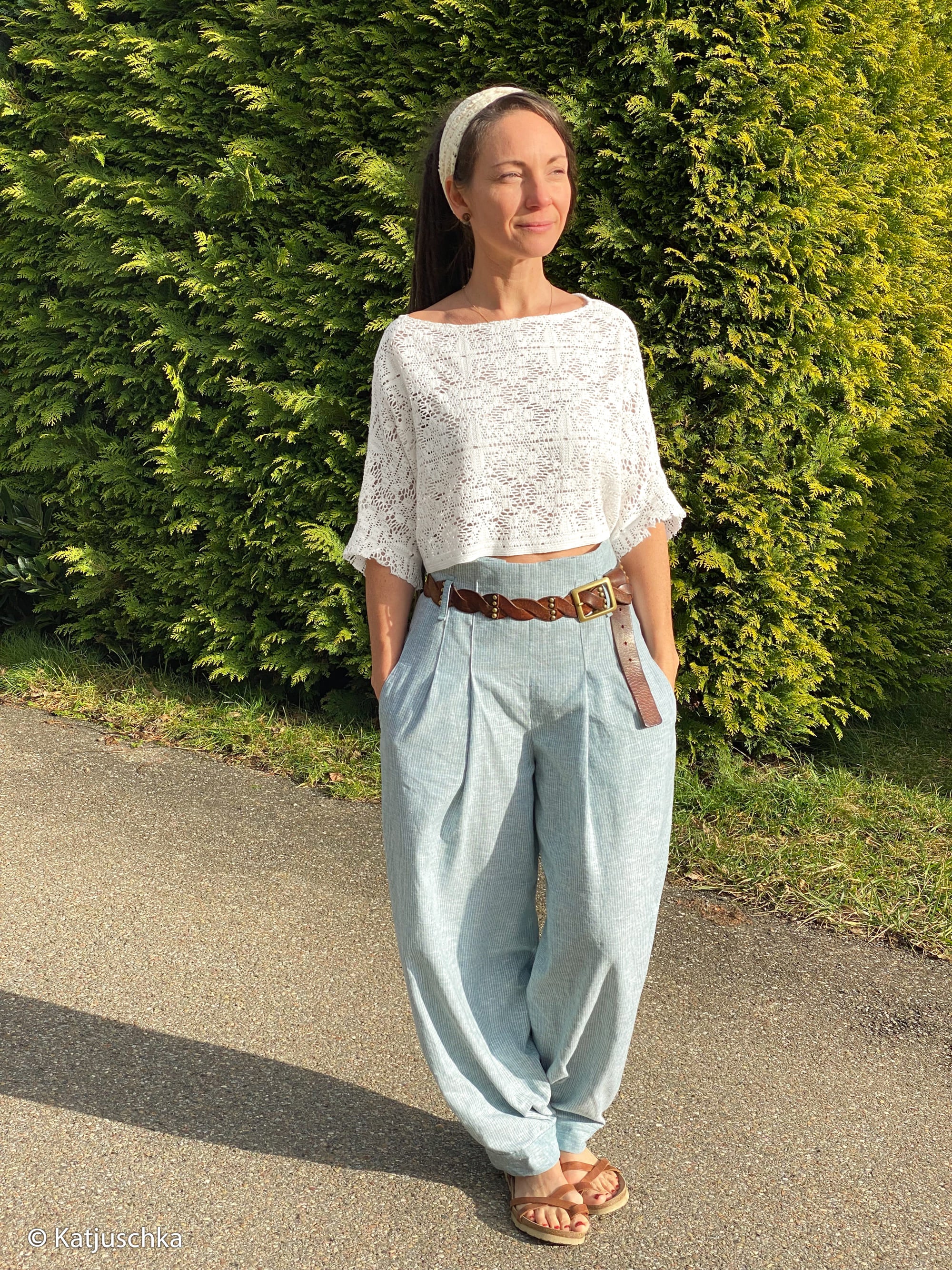 Baumwoll-Leinen "Paul" meliert, Streifen smaragd