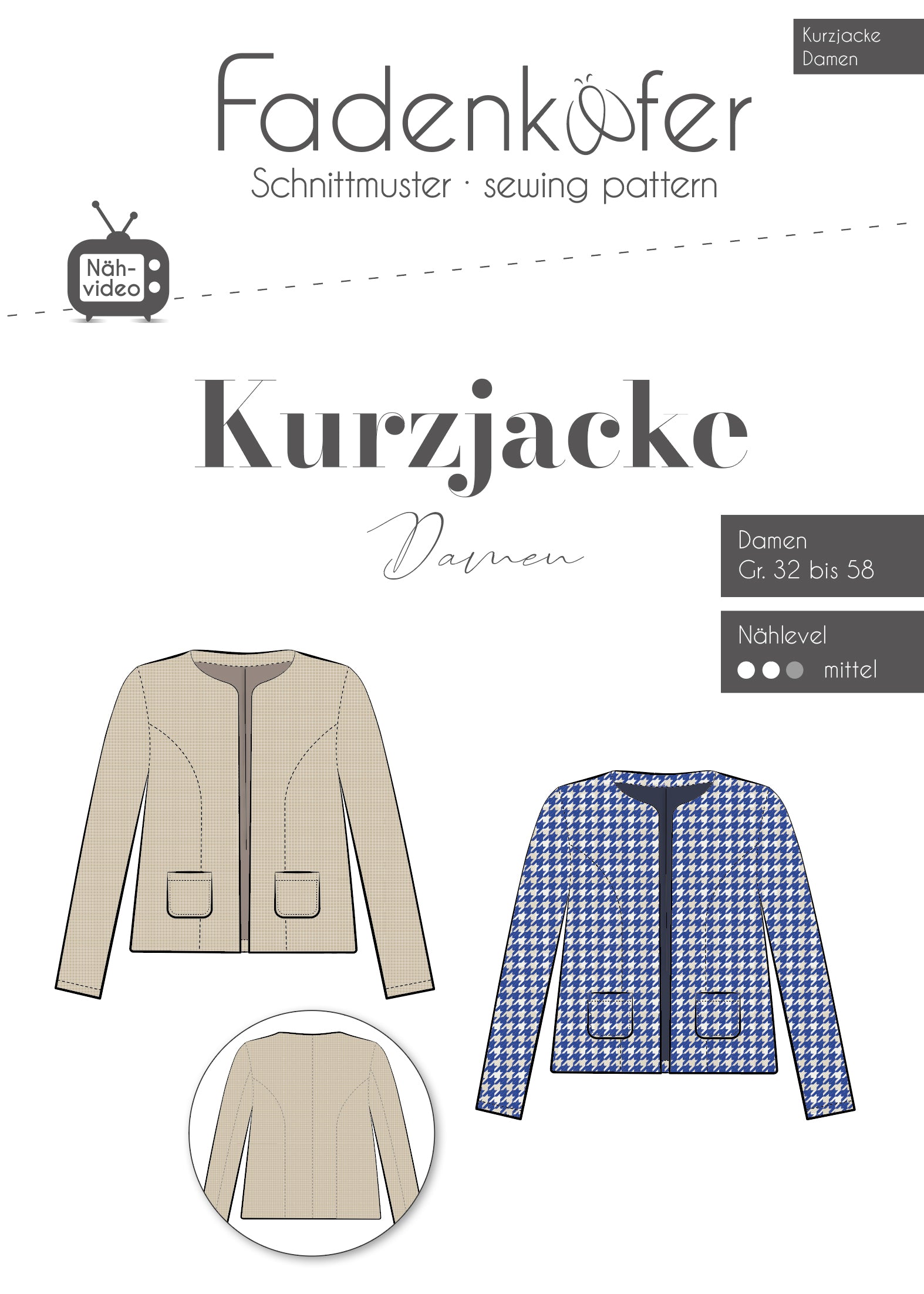 Schnittmuster "Kurzjacke" Damen Schnittmuster Anke's Nähbox