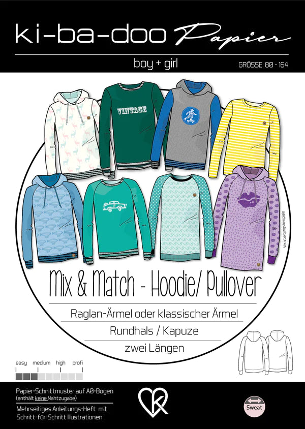 Papierschnittmuster "Mix & Match Hoodie/Pullover"