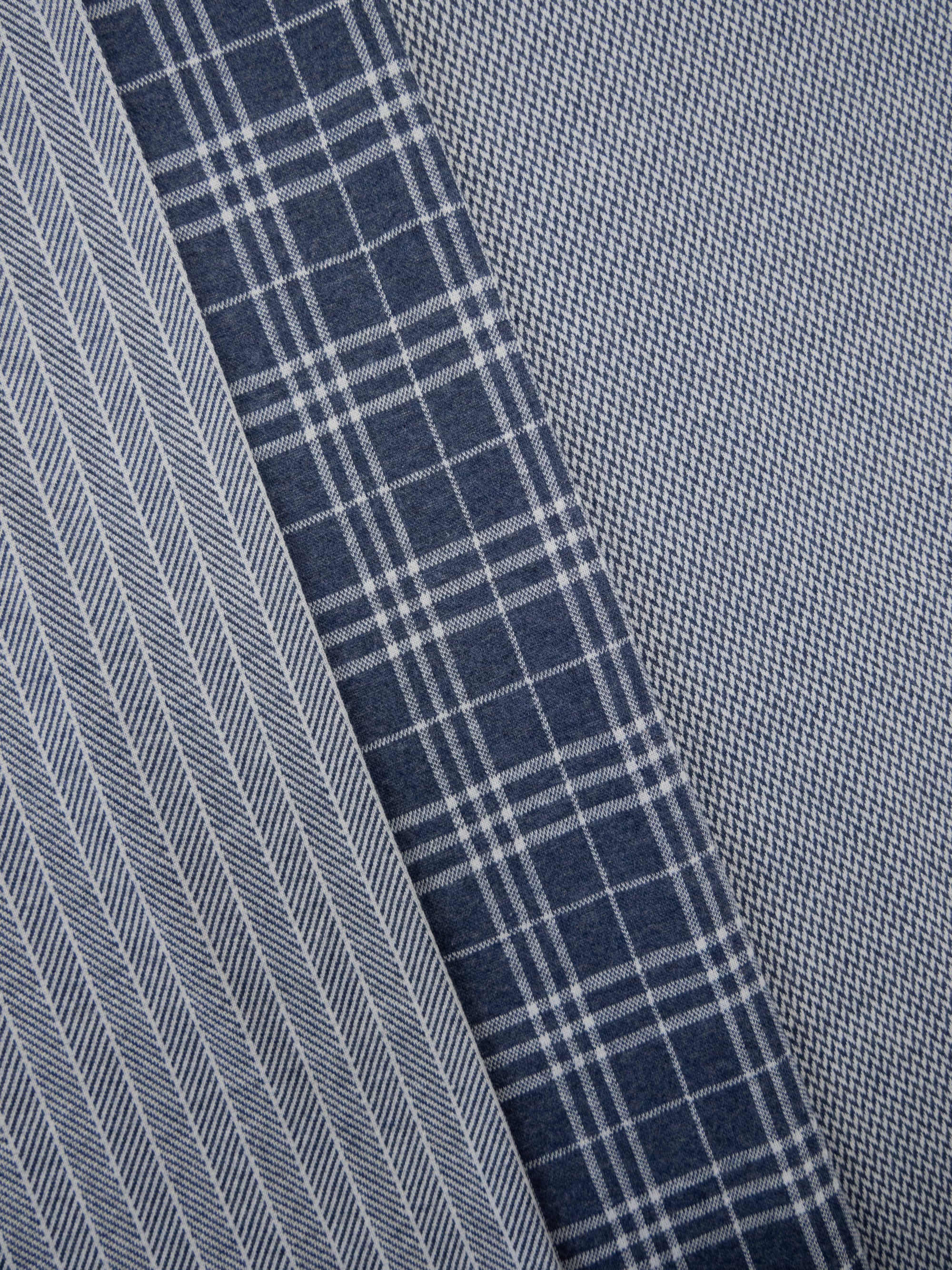 Jacquard-Jersey "Madita" Karo meliert ecru/dunkelblau