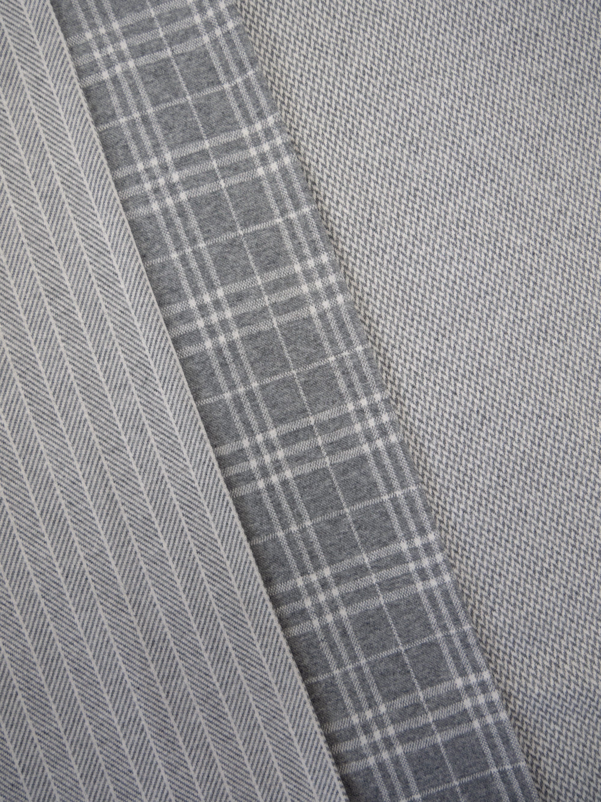 Jacquard-Jersey "Madita" Karo meliert ecru/grau