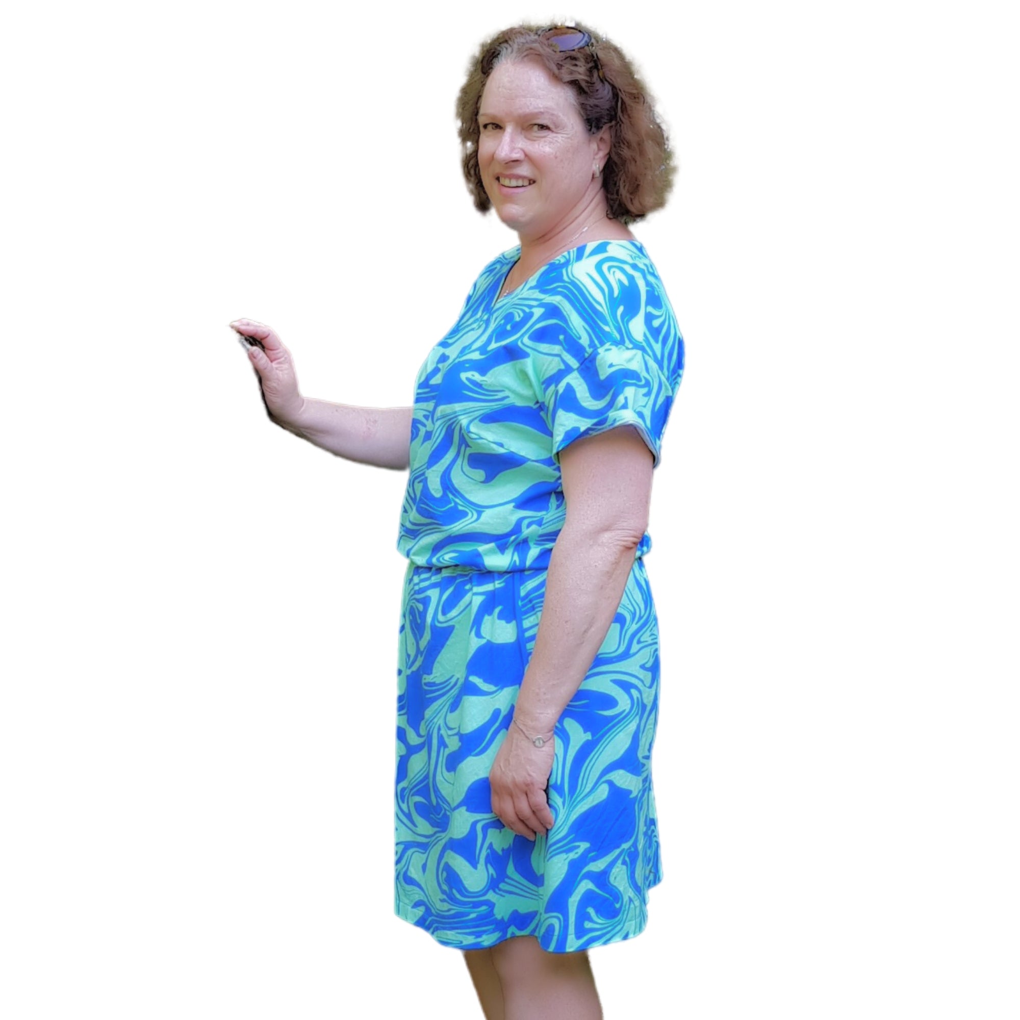 Nähbox Jerseykleid marmoriert Sommerkleid Anke's Nähbox