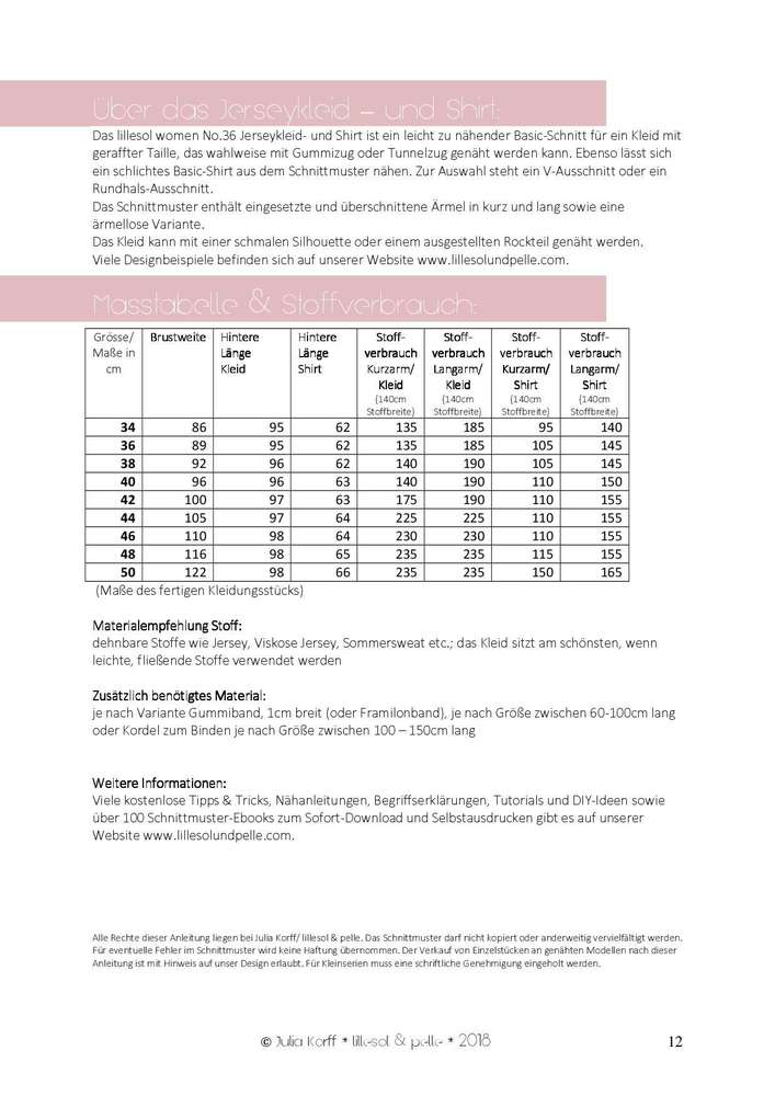 Papierschnittmuster "Jerseykleid und Shirt" Schnittmuster Anke's Nähbox