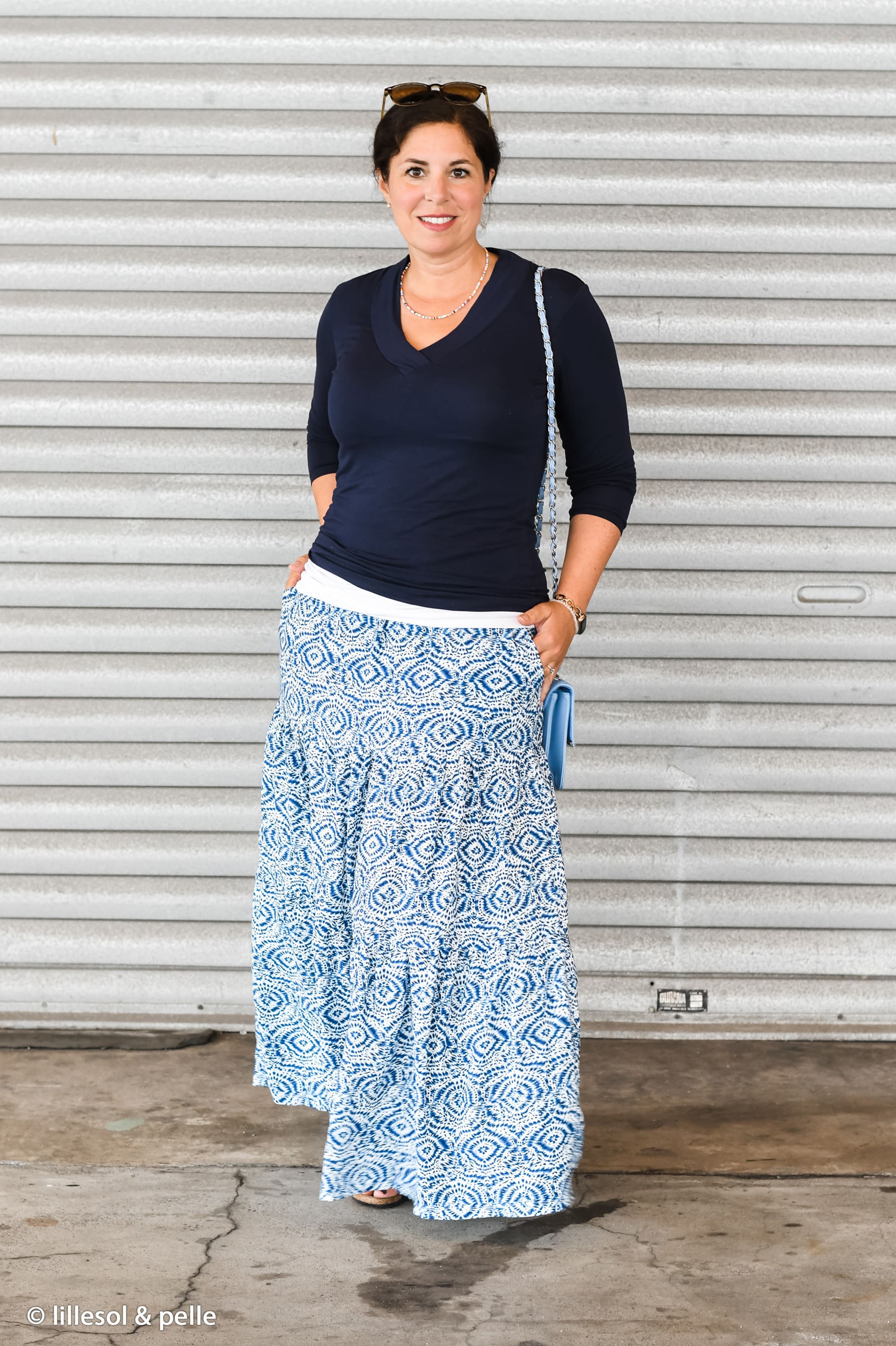 Viskose Webware, "Mailand" blau/weiß Stoff Anke's Nähbox