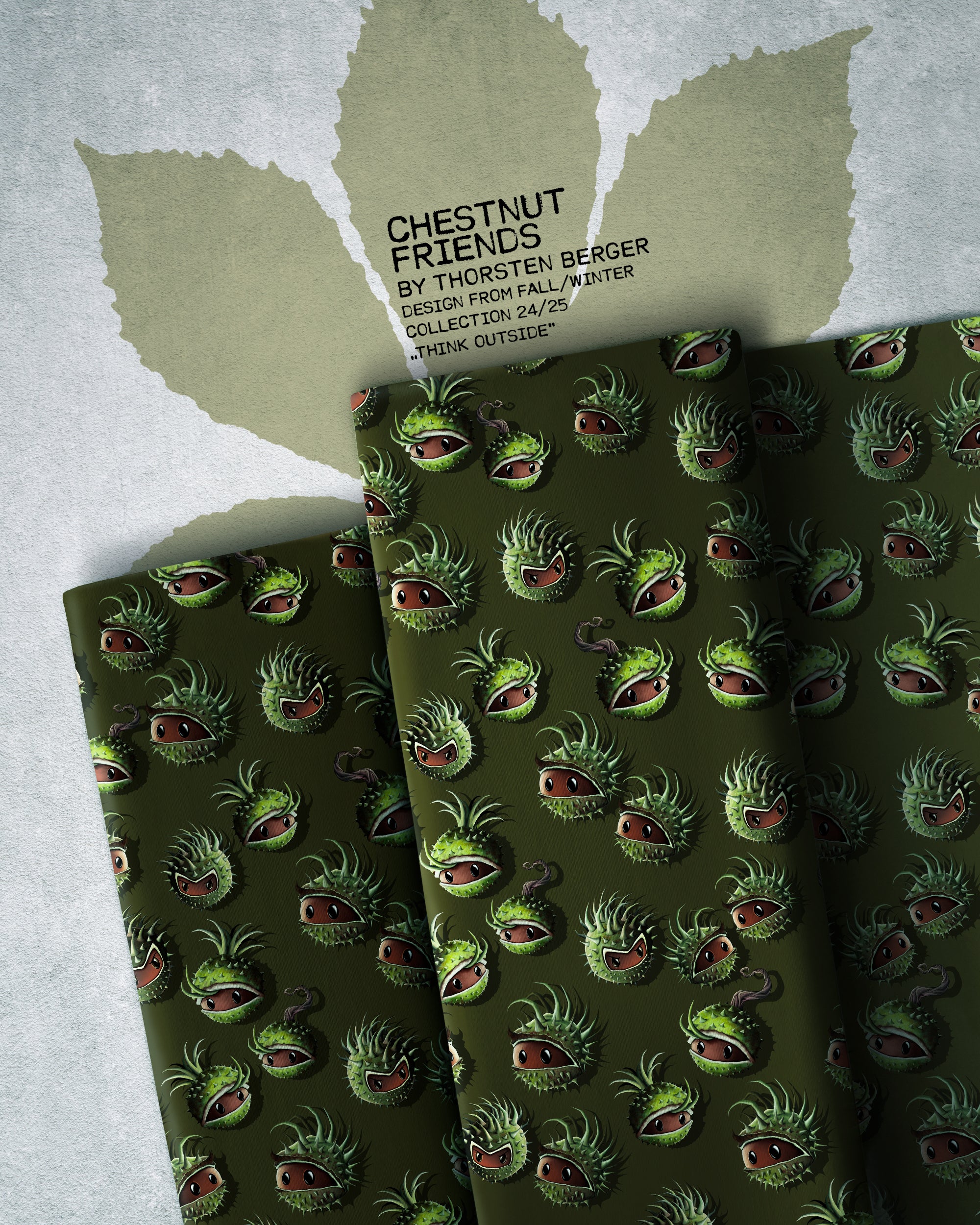 French Terry "Chestnut Friends" khaki Stoff Anke's Nähbox