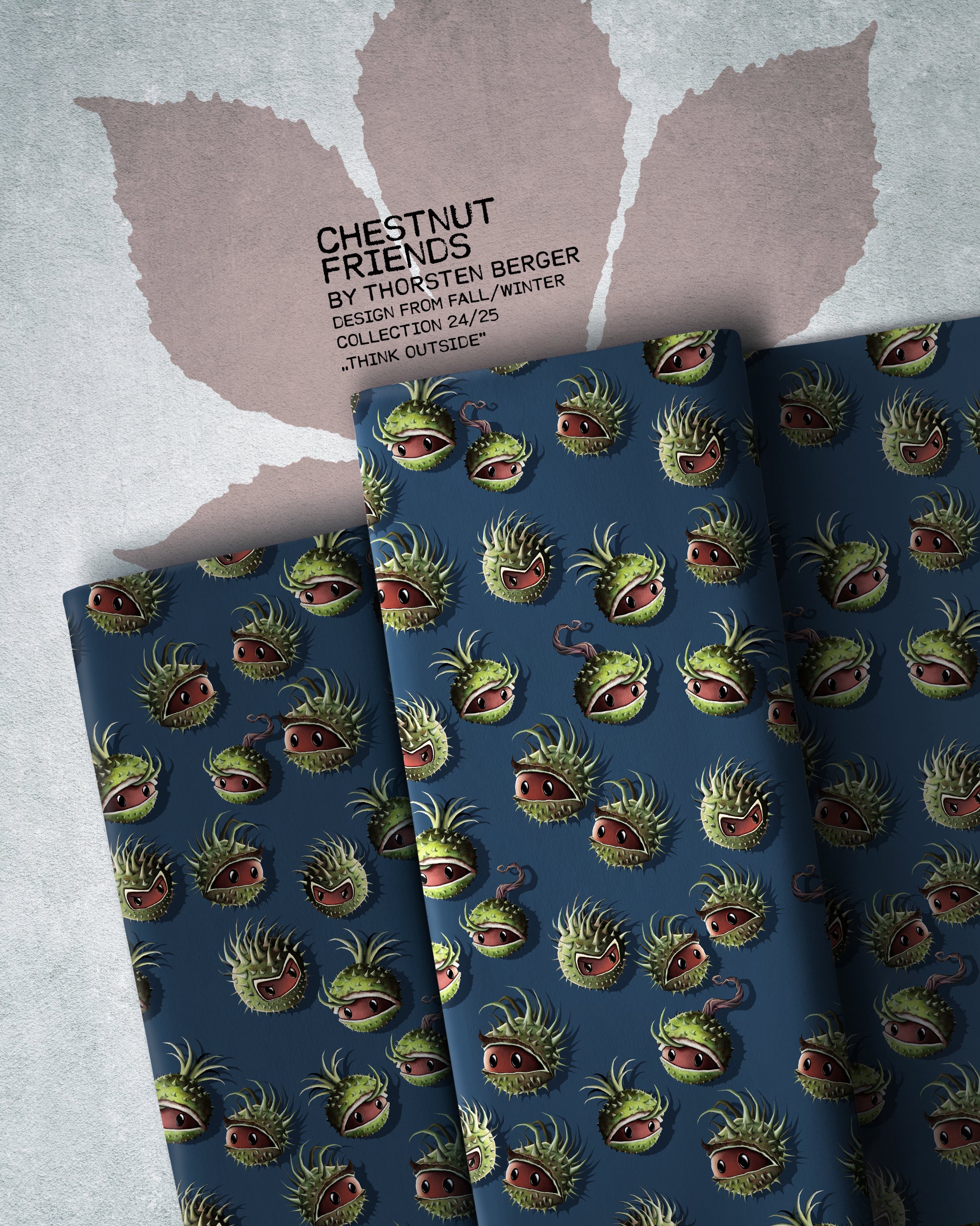 French Terry "Chestnut Friends" petrol