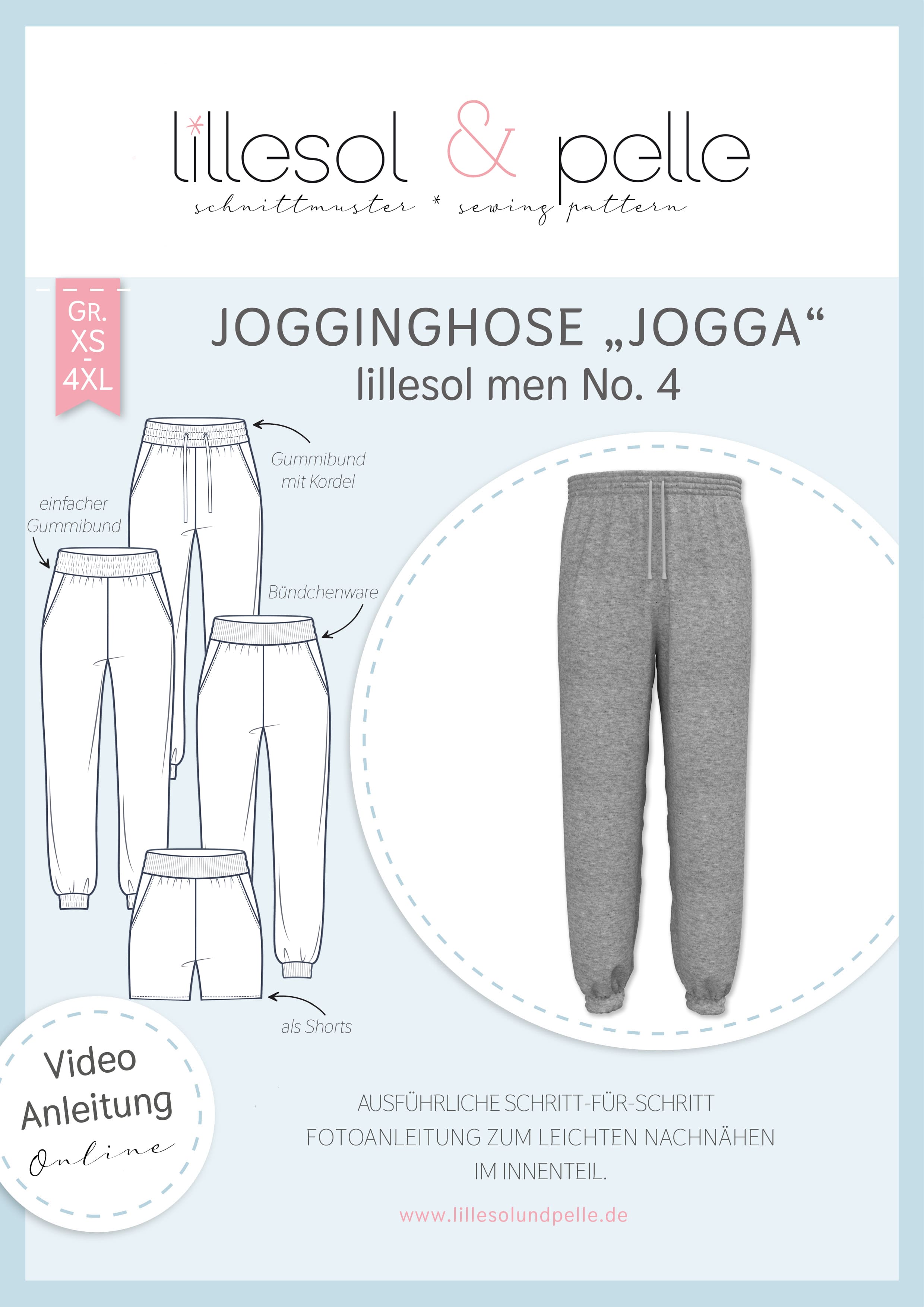 Papierschnittmuster Jogginghose "Jogga" Herren Schnittmuster Anke's Nähbox