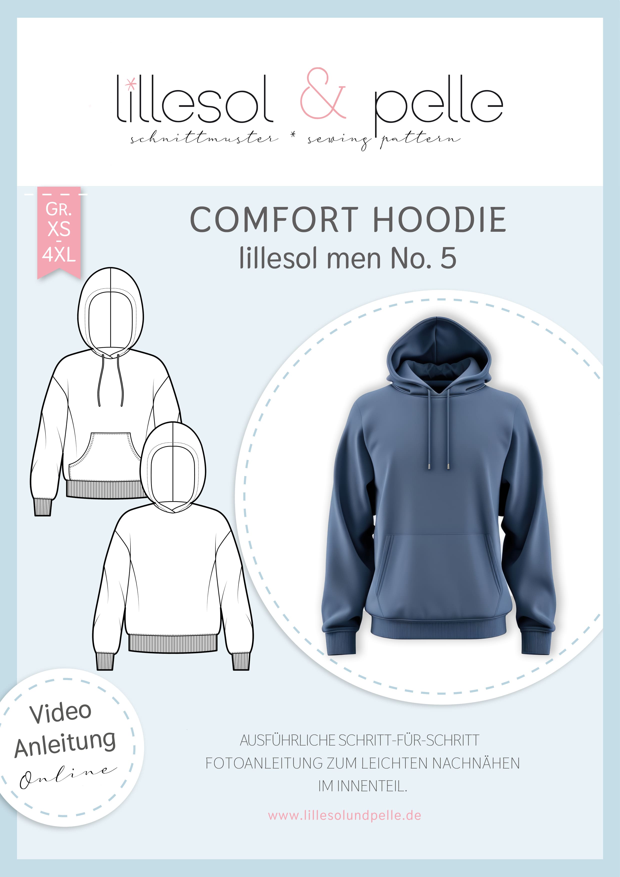Papierschnittmuster "Comfort Hoodie" Herren Schnittmuster Anke's Nähbox