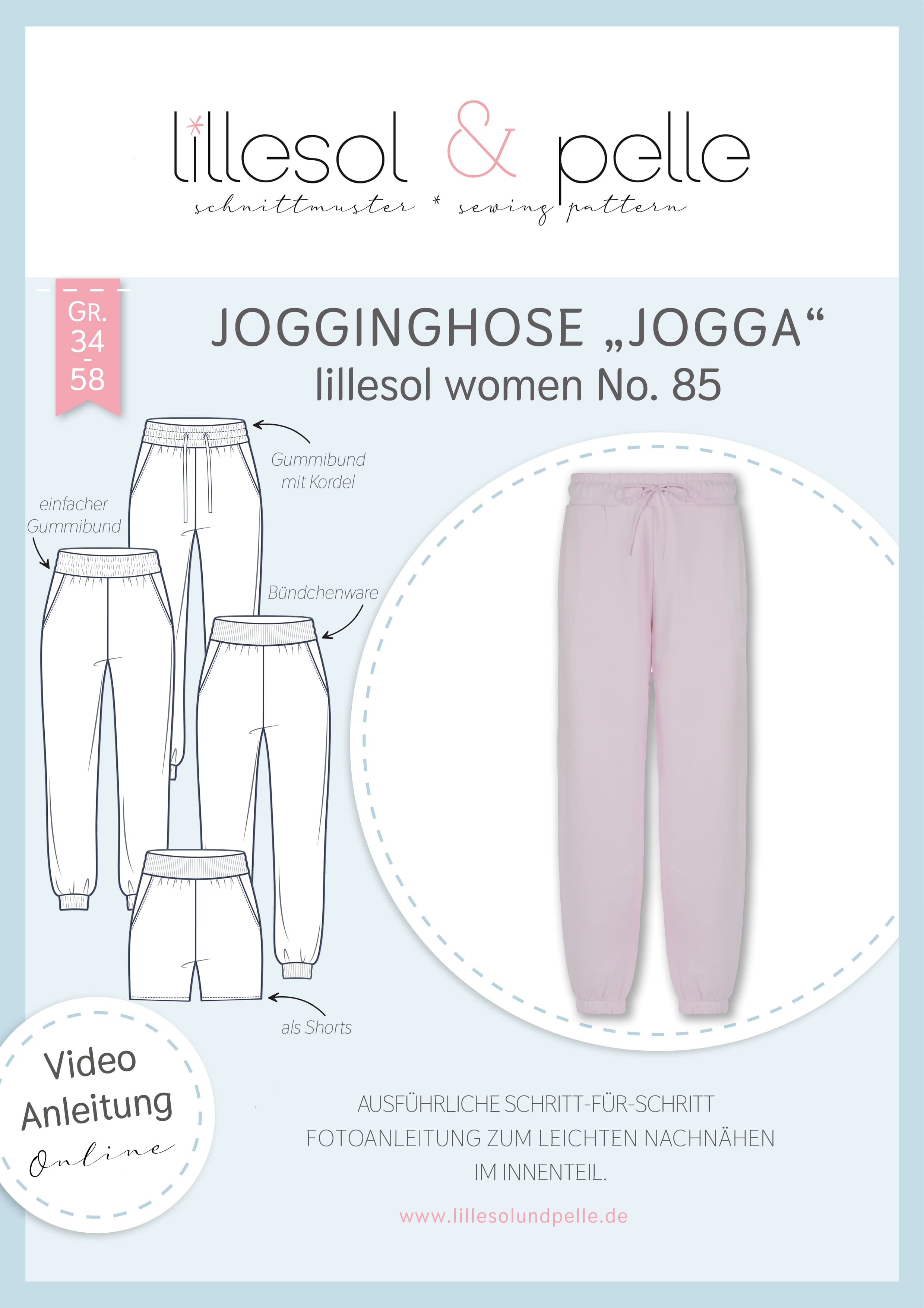 Papierschnittmuster Jogginghose "Jogga" Damen Schnittmuster Anke's Nähbox