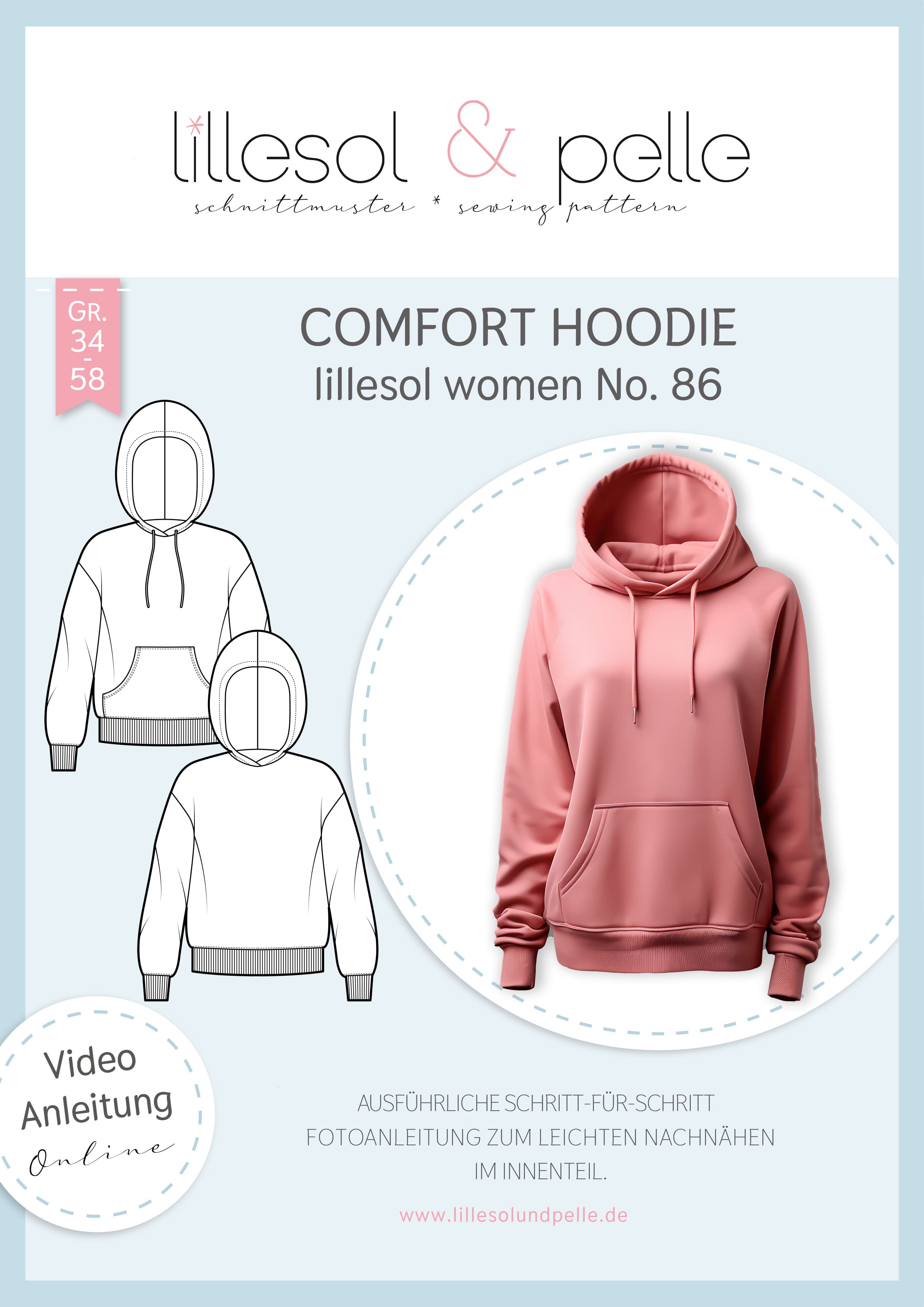 Papierschnittmuster "Comfort Hoodie" Damen 34-40