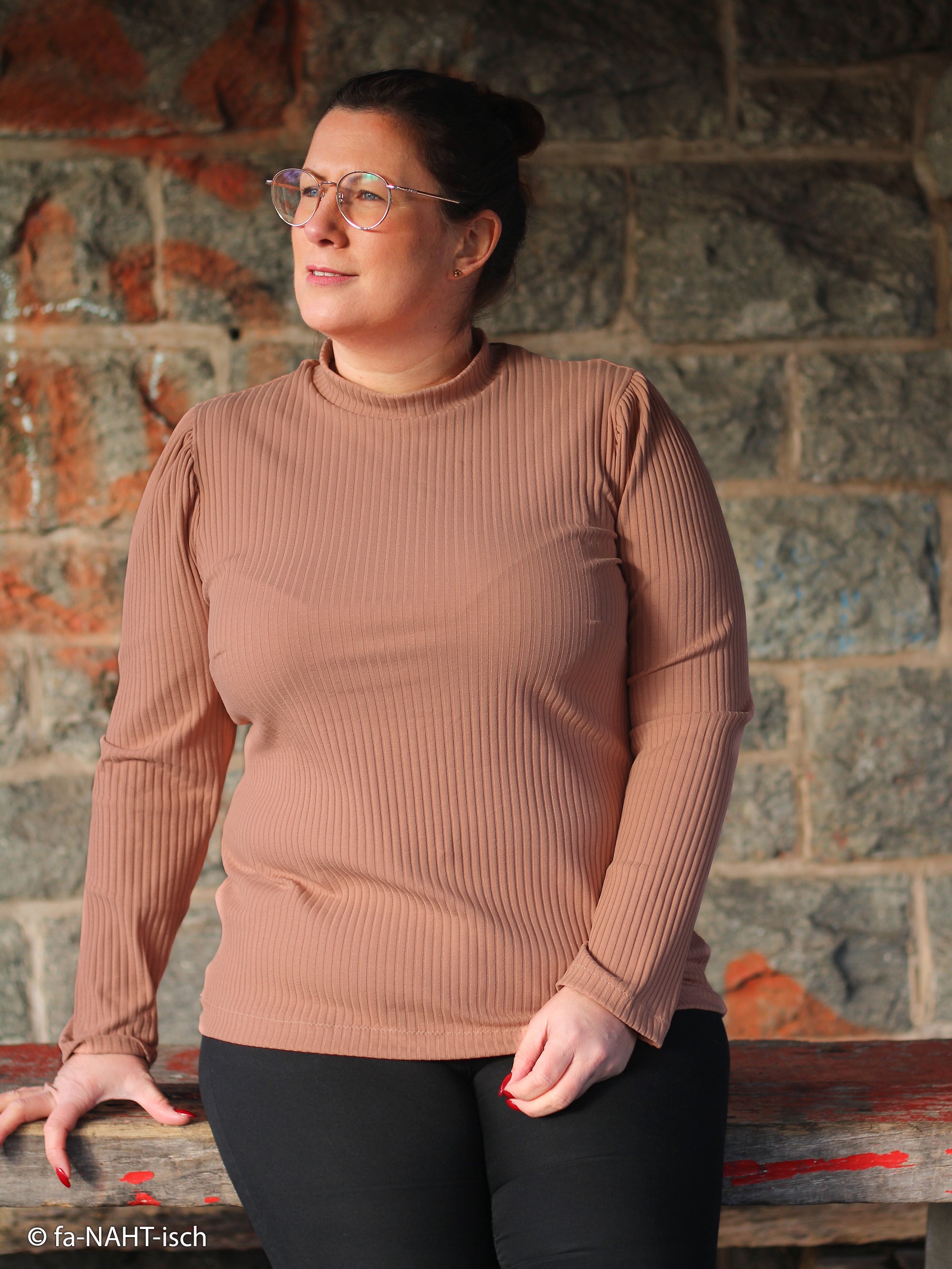 Baumwoll-Ripp-Jersey "Andrick" apricot Stoff Anke's Nähbox