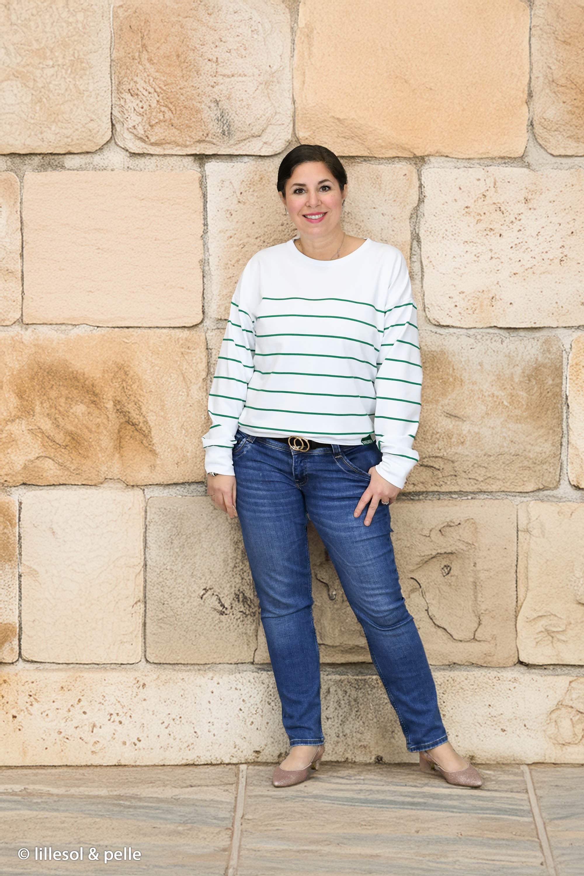 French Terry Panel "Linea" grün by lillesol & pelle Stoff Anke's Nähbox