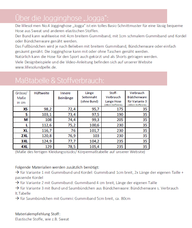 Papierschnittmuster Jogginghose "Jogga" Herren Schnittmuster Anke's Nähbox