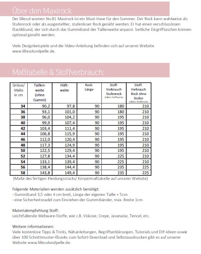 Papierschnittmuster "Maxirock" Damen