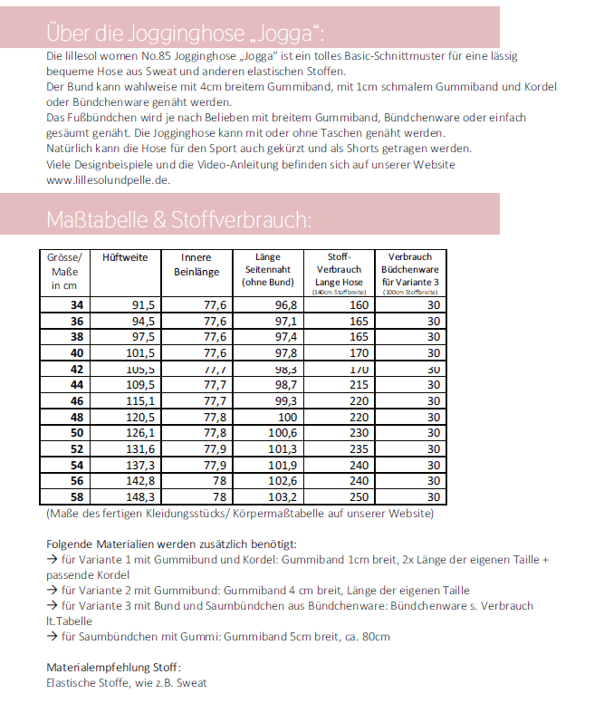Papierschnittmuster Jogginghose "Jogga" Damen Schnittmuster Anke's Nähbox