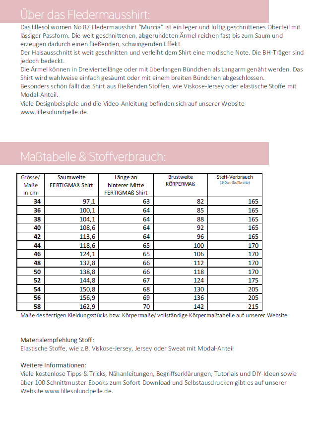 Papierschnittmuster Fledermausshirt"Murcia" Damen