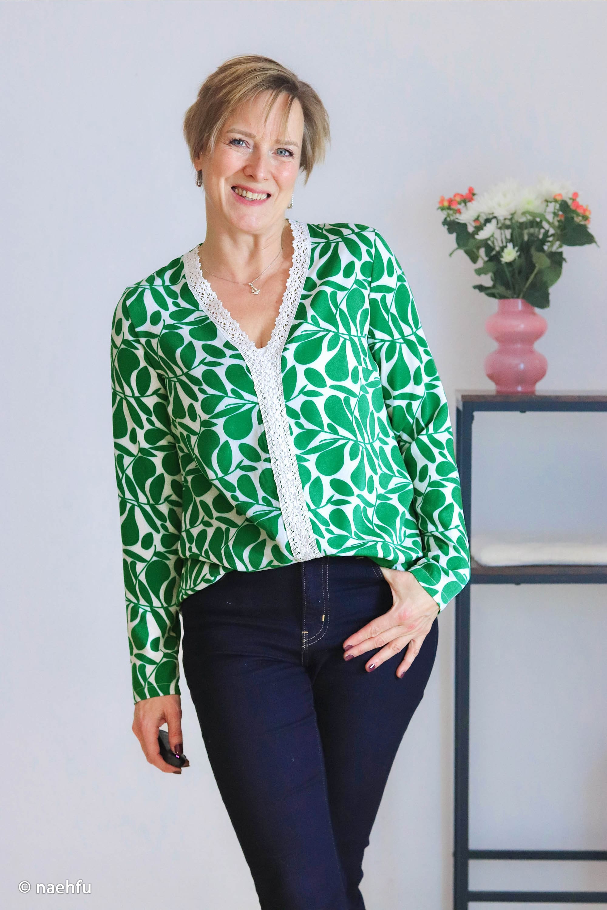 Viskose Webware "Hojas" grün by lillesol & pelle Stoff Anke's Nähbox