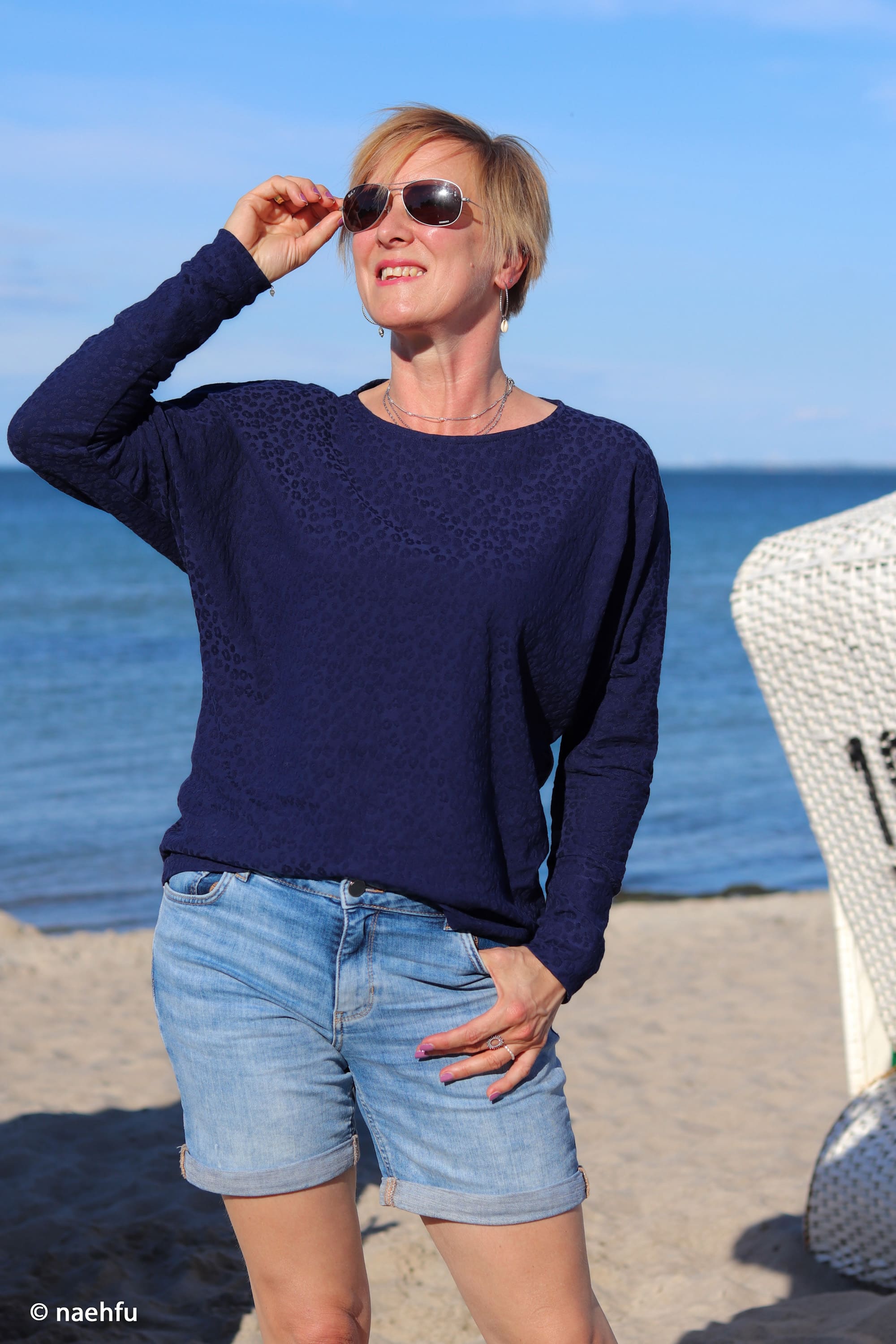 Jacquard-Jersey " Lemgo" dunkelblau Stoff Anke's Nähbox