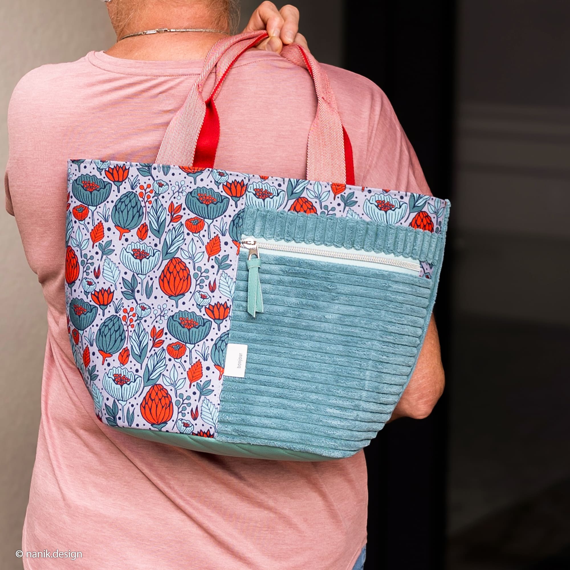 Canva "Garden Stories" Kardonen, Blätter grau Stoff Anke's Nähbox