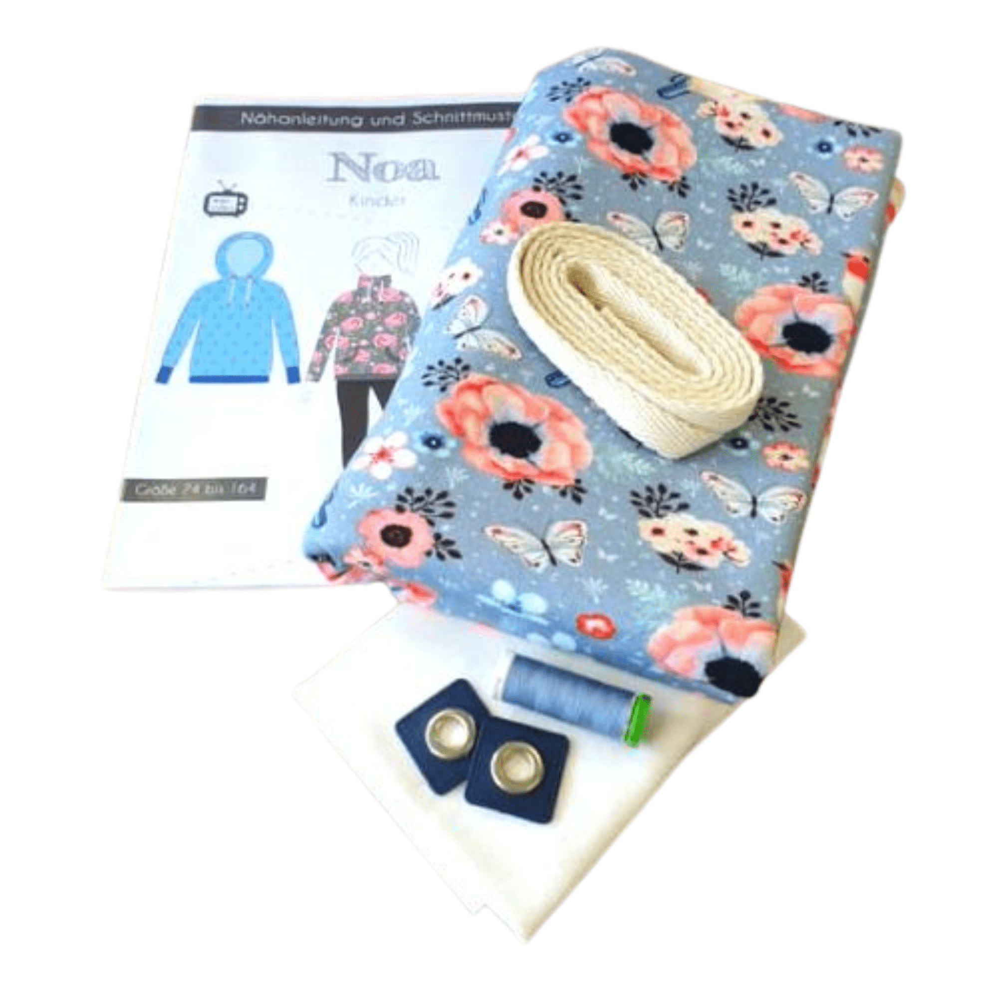 Nähbox Kinder Hoodie Blumen Kapuzenpullover Anke's Nähbox